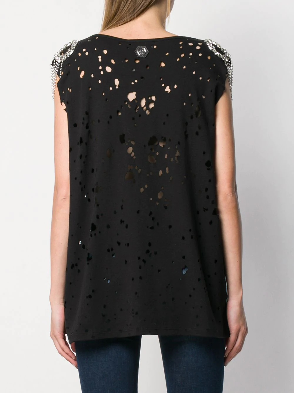 embellished distressed T-shirt - 4