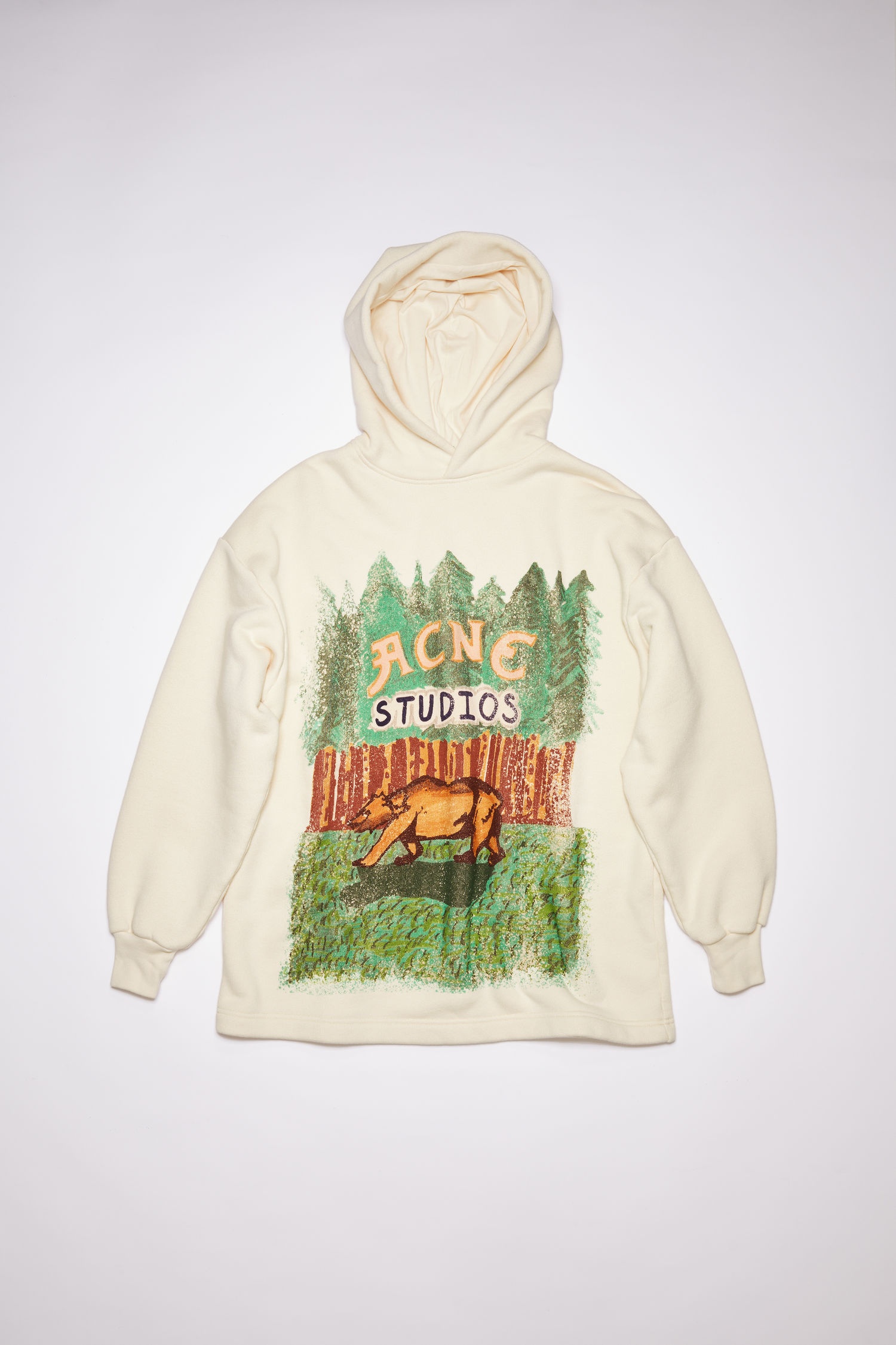 Hooded sweatshirt - Green/ecru - 1