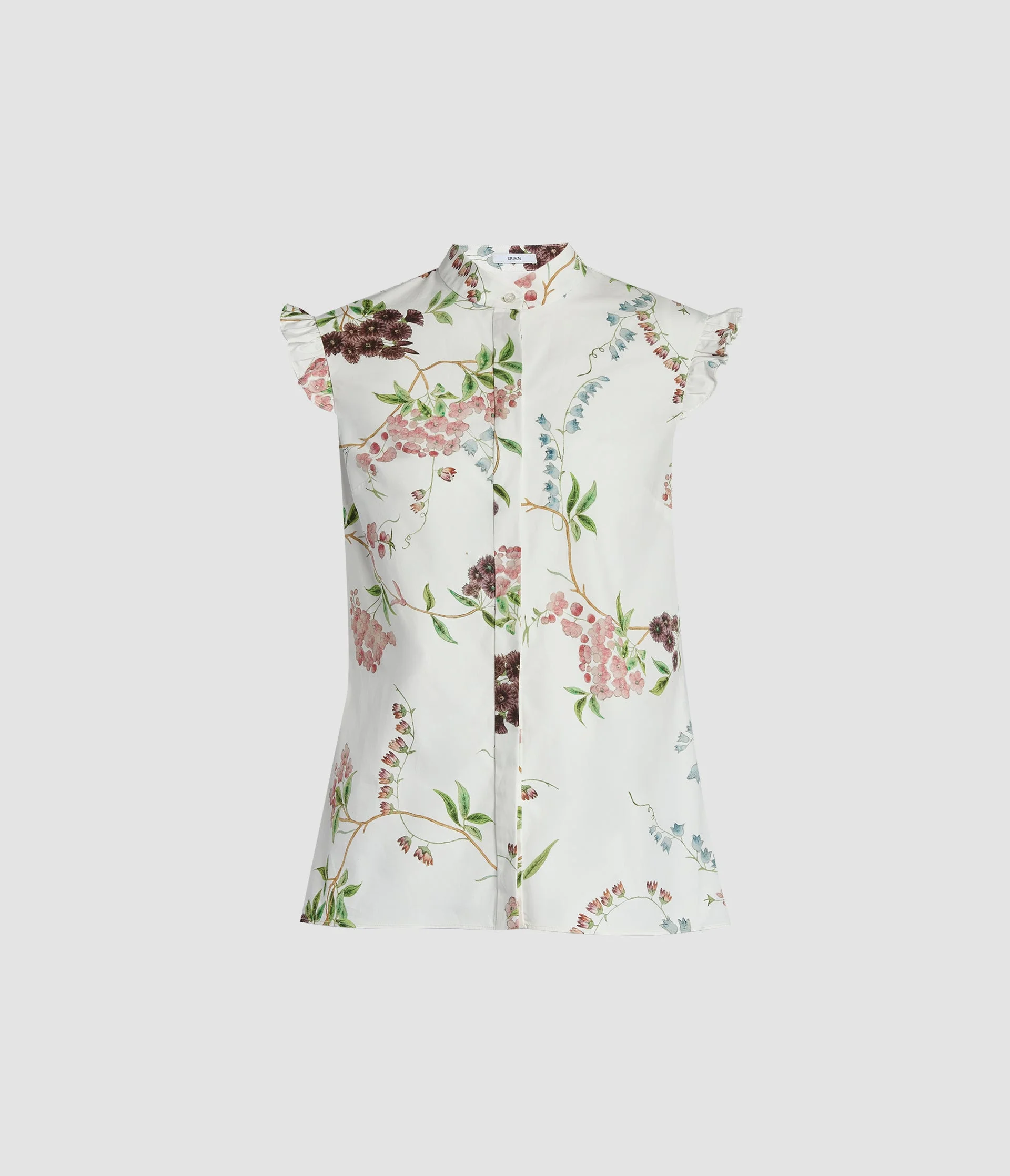 FLORAL PRINT COTTON SLEEVELESS SHIRT - 1