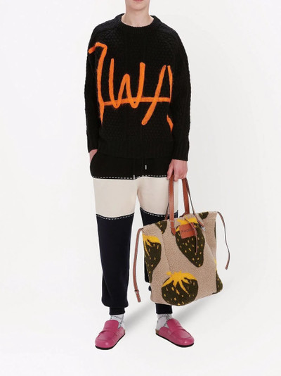 JW Anderson logo-print cable-knit jumper outlook