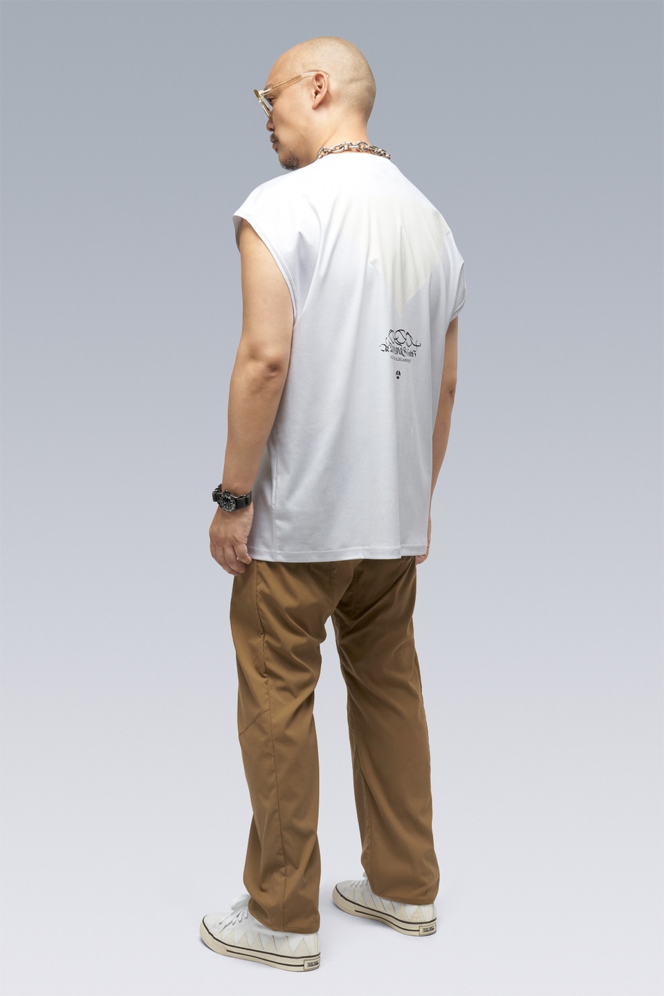S25-PR-A 100% Cotton Mercerized Sleeveless T-shirt White - 4