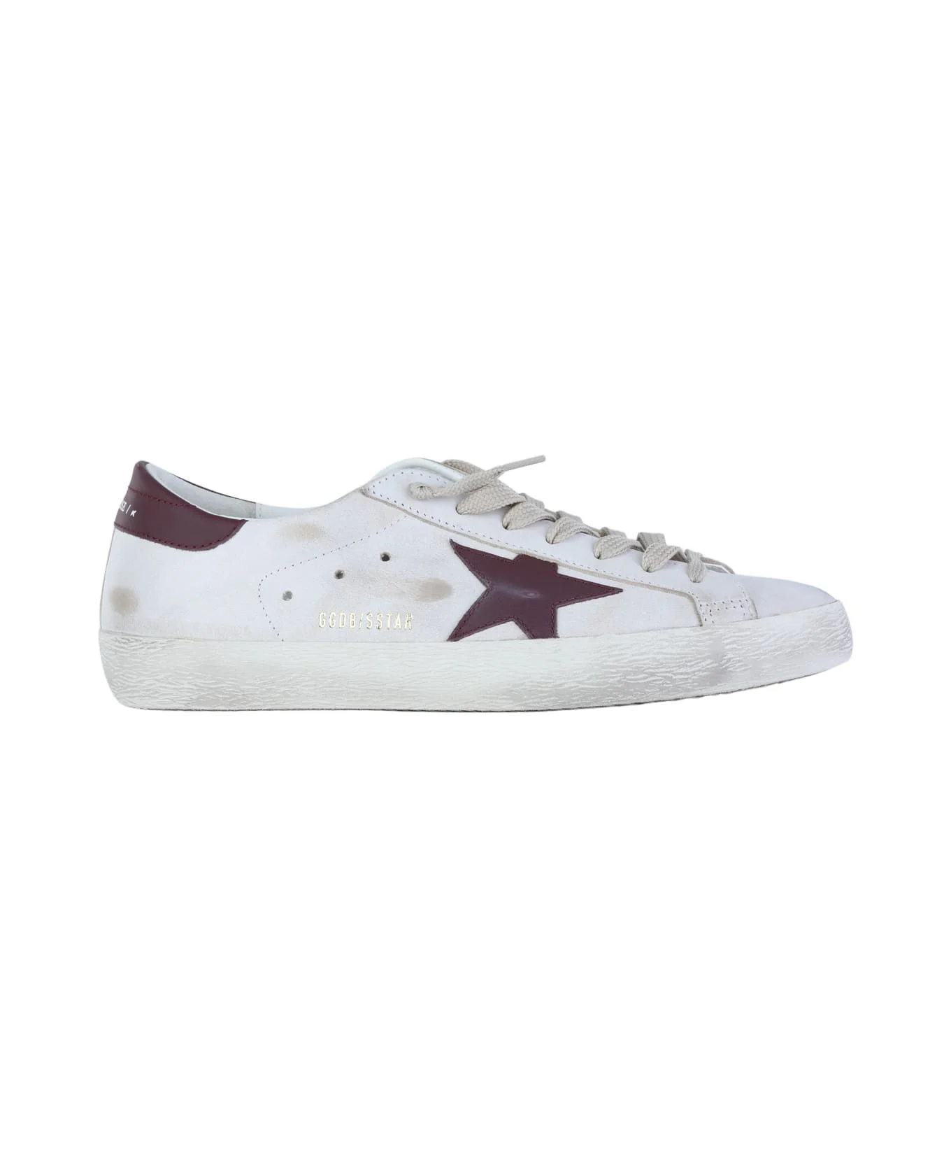 White And Red Leather Super Star Sneakers - 1