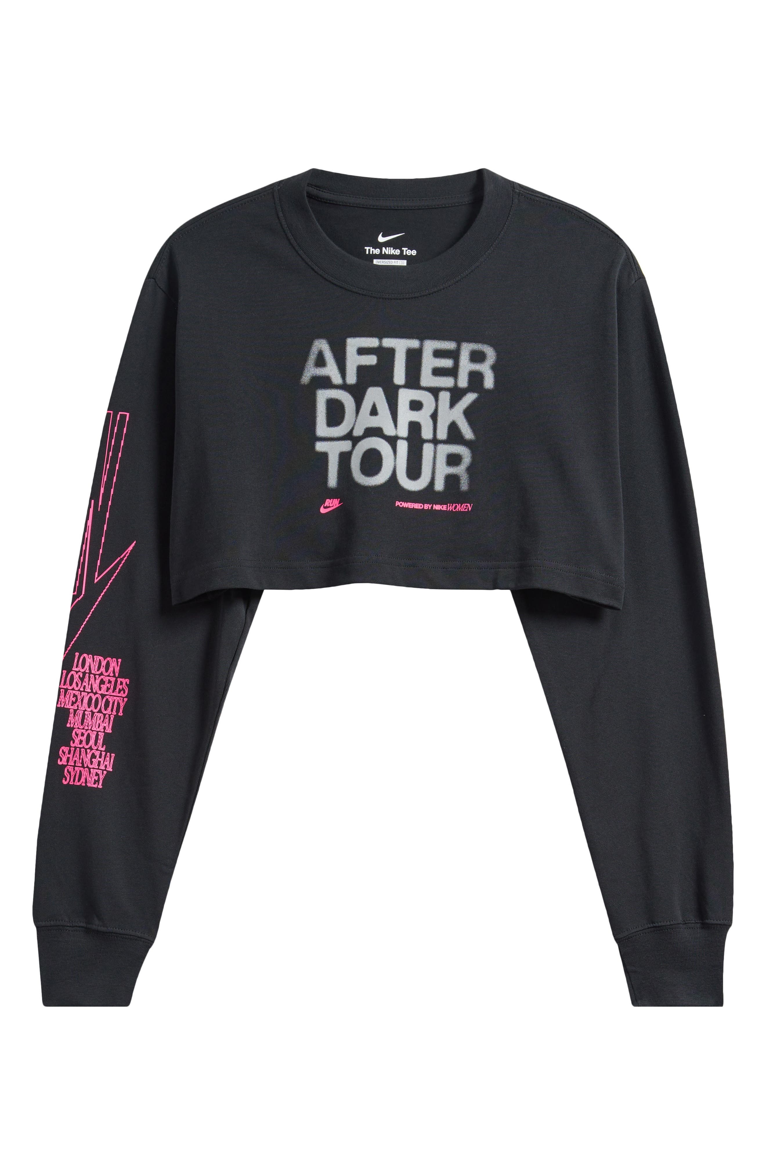 Nike After Dark Tour Oversized Long-Sleeve Crop Graphic T-Shirt in Black at Nordstrom - 5