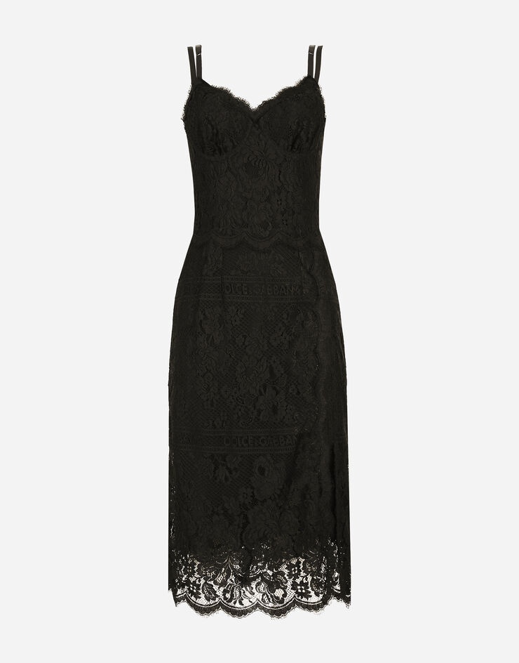 Lace midi dress with double scalloped detailing - 1