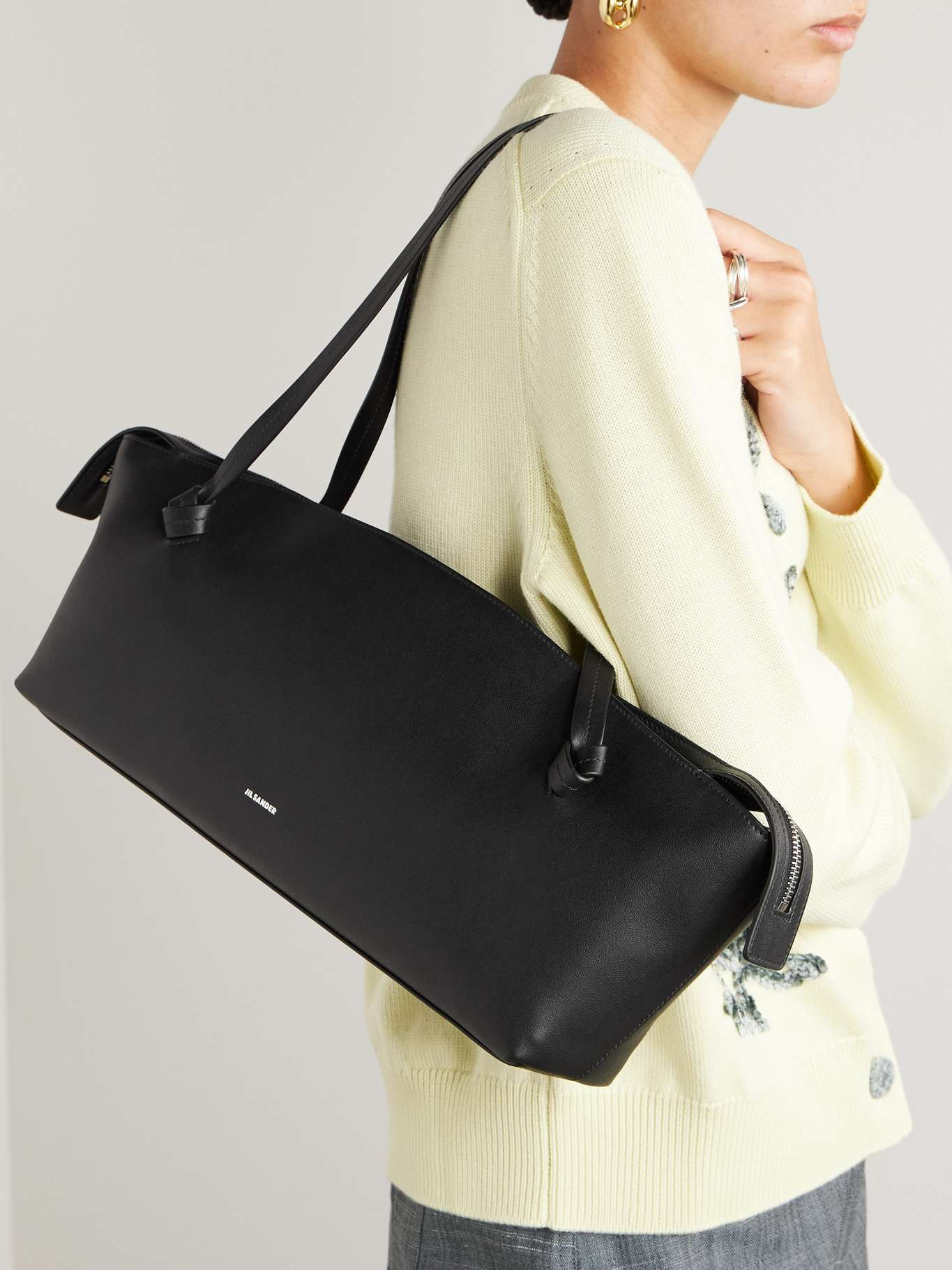 Knot leather shoulder bag Black - 2