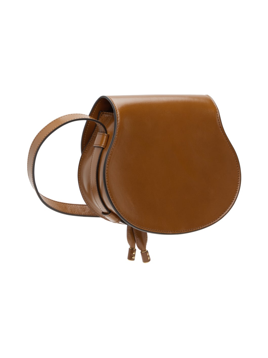Tan Small Shiny Marcie Saddle Bag - 3