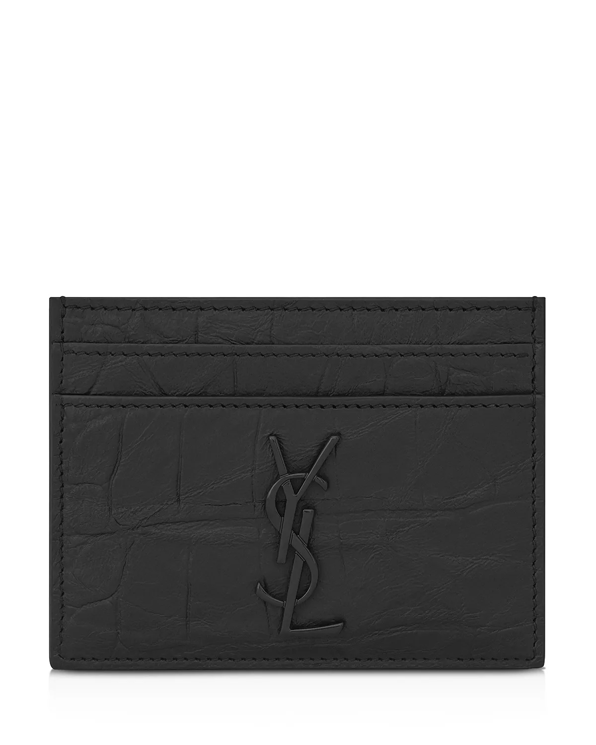 Croc Embossed Monogram Card Case - 1