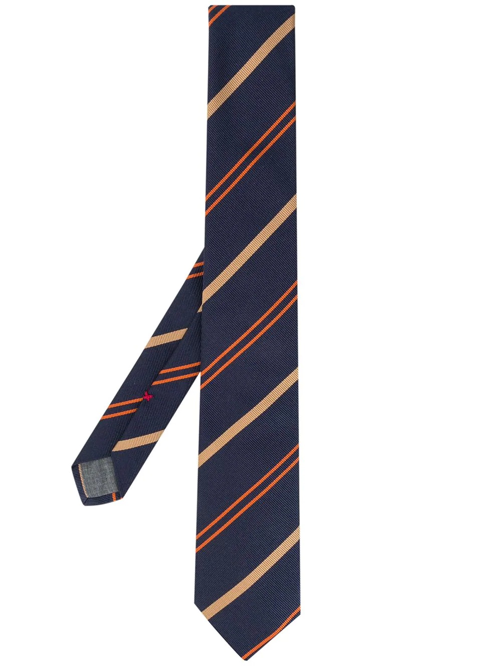 striped pattern silk tie - 1