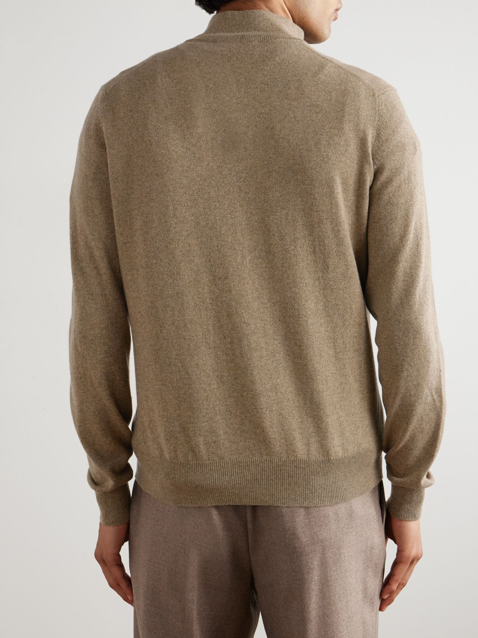 Slim-Fit Baby Cashmere Half-Zip Sweater Brown - 3
