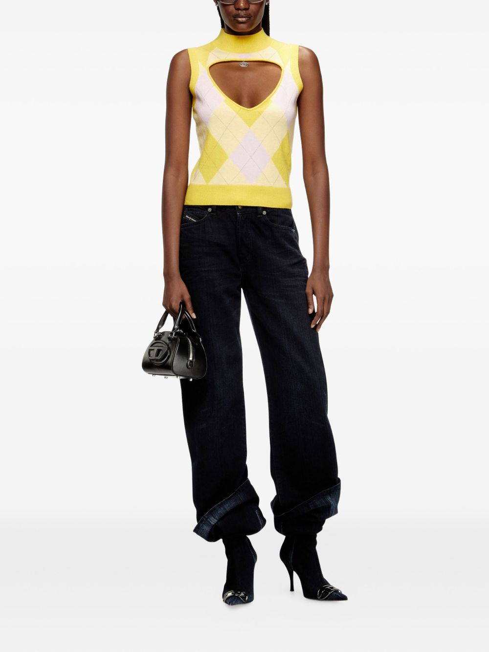 M-Romko-Sl cutout-neckline wool vest - 2