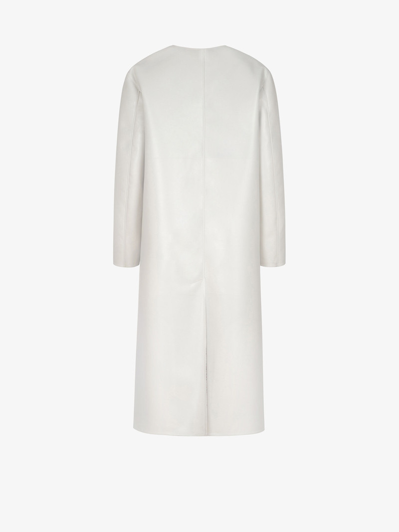 Wrap reversible coat in leather and wool 8