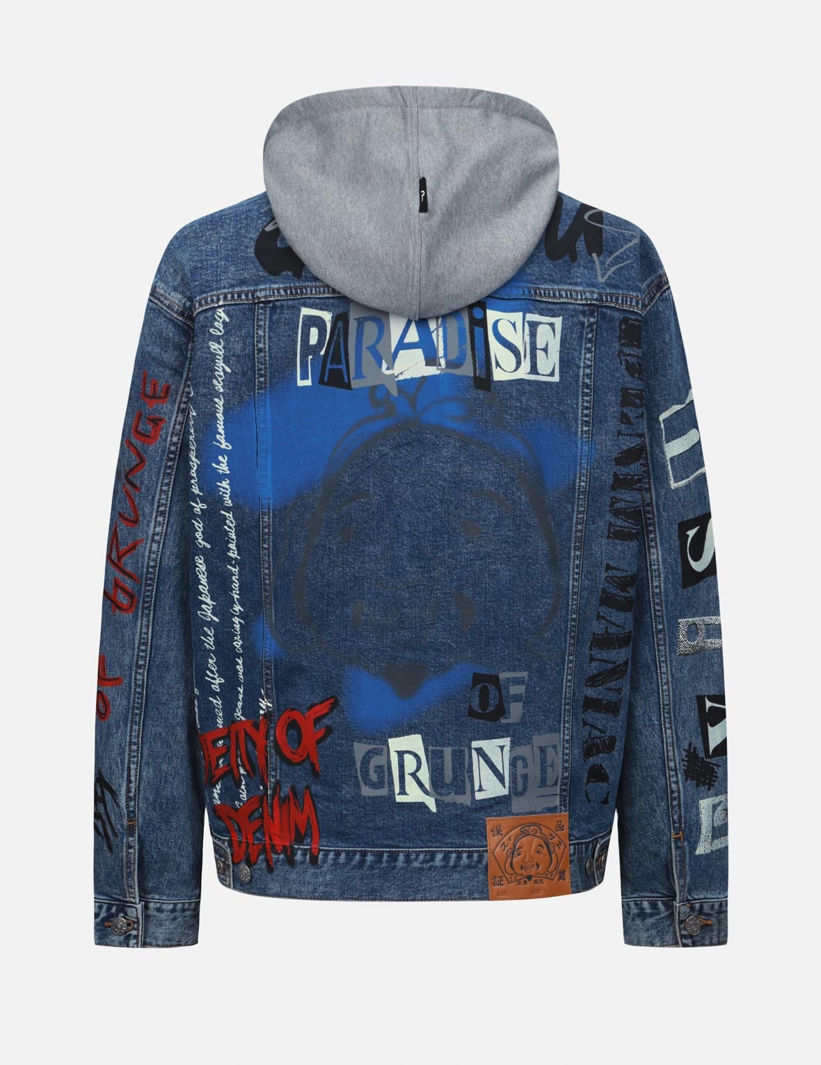 GRAFFITI PRINT LOOSE FIT HOODED DENIM JACKET - 2