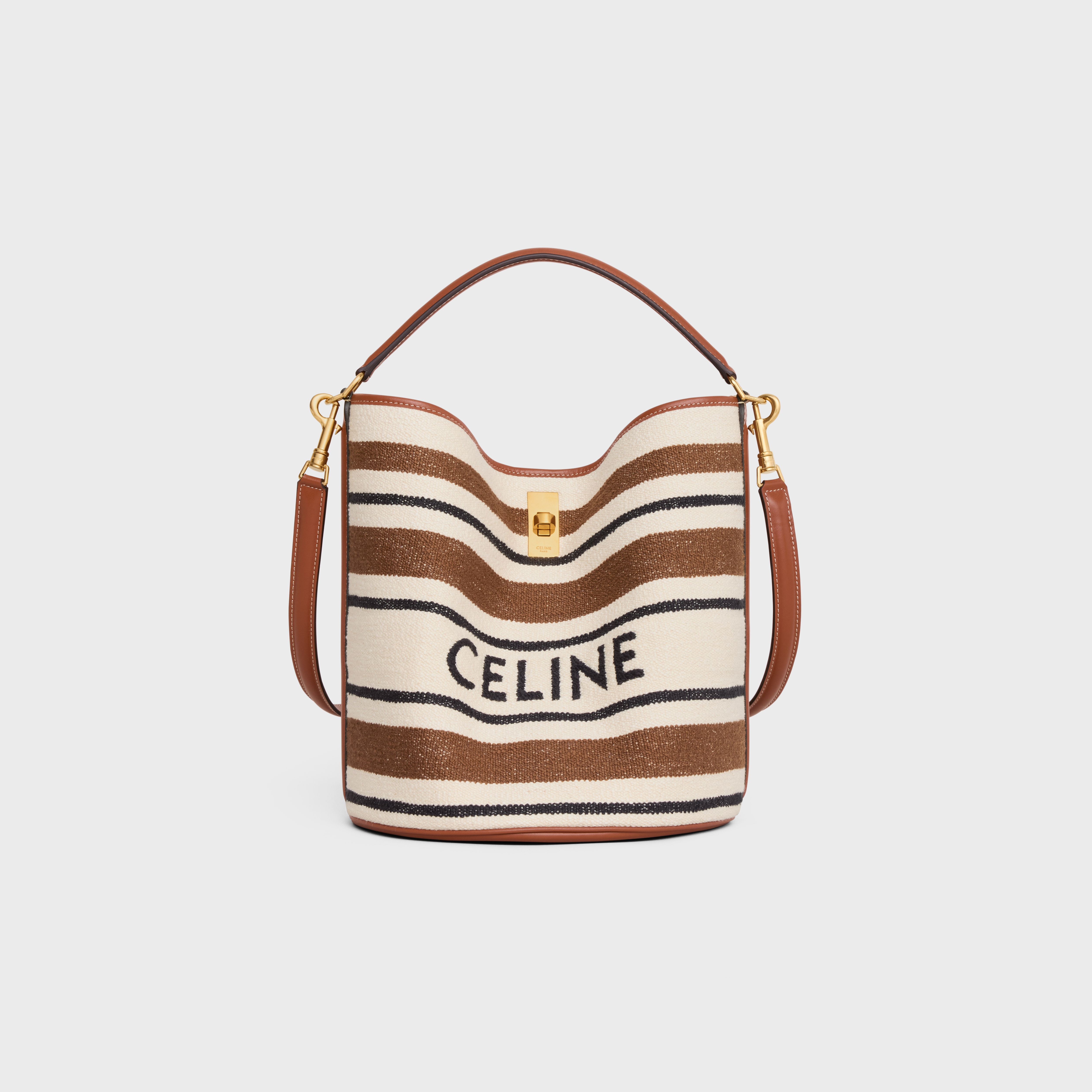 Bucket 16 Bag in striped textile with celine JACQUARD - 1