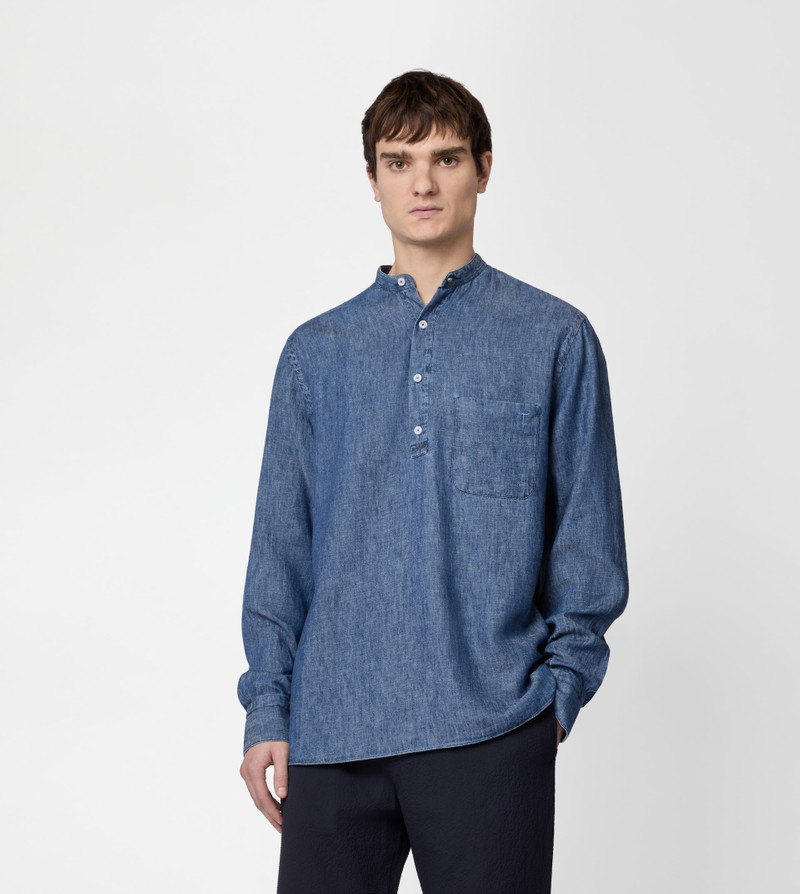 LINEN BLEND POLO SHIRT - BLUE 3
