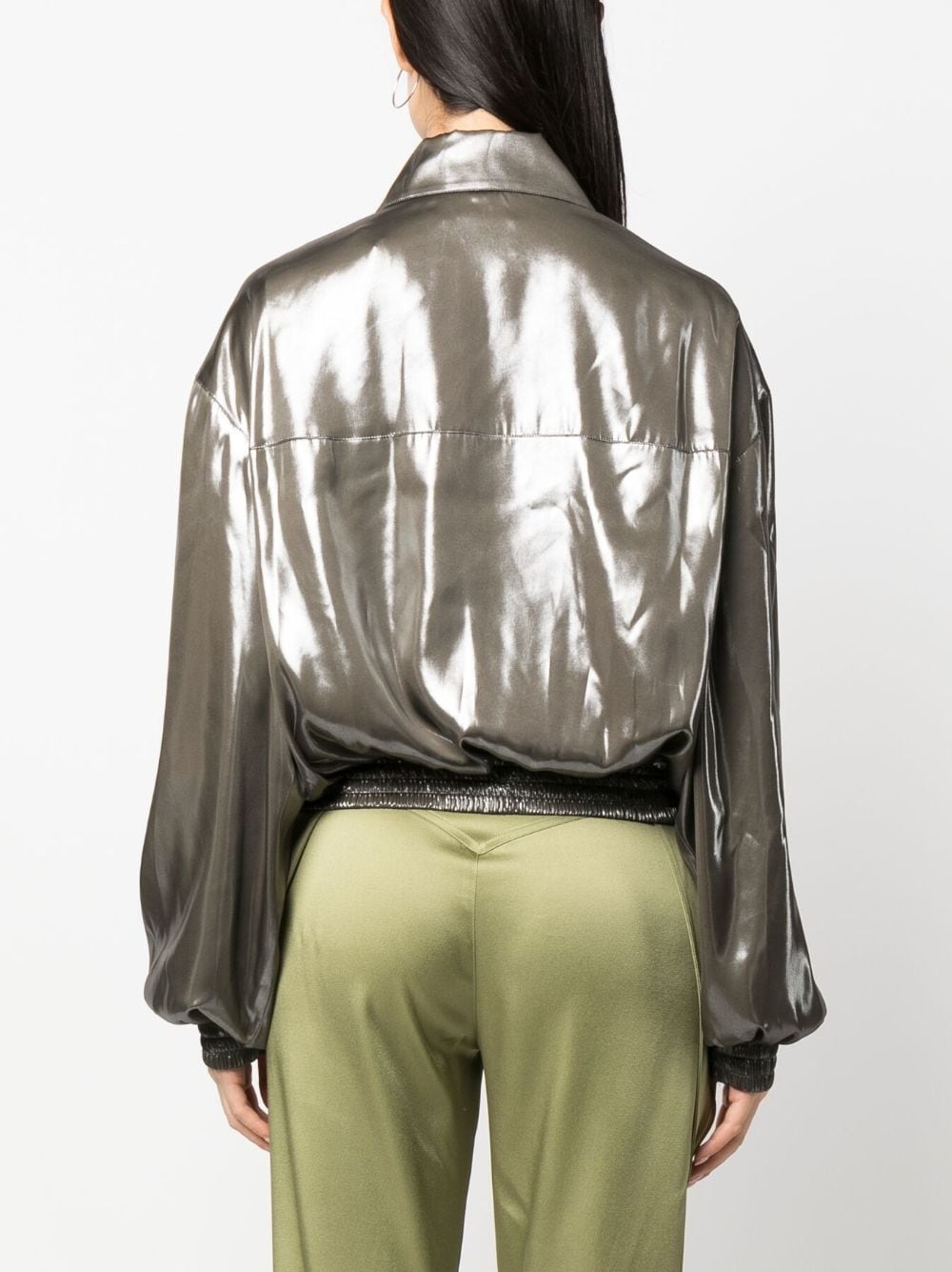 pointed-collar metallic bomber jacket - 4