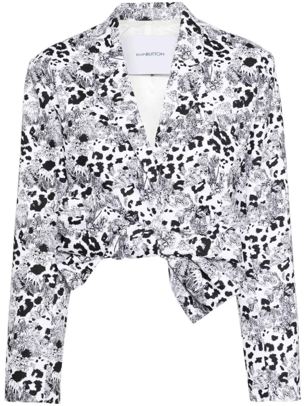 bow printed cropped jacket - 1