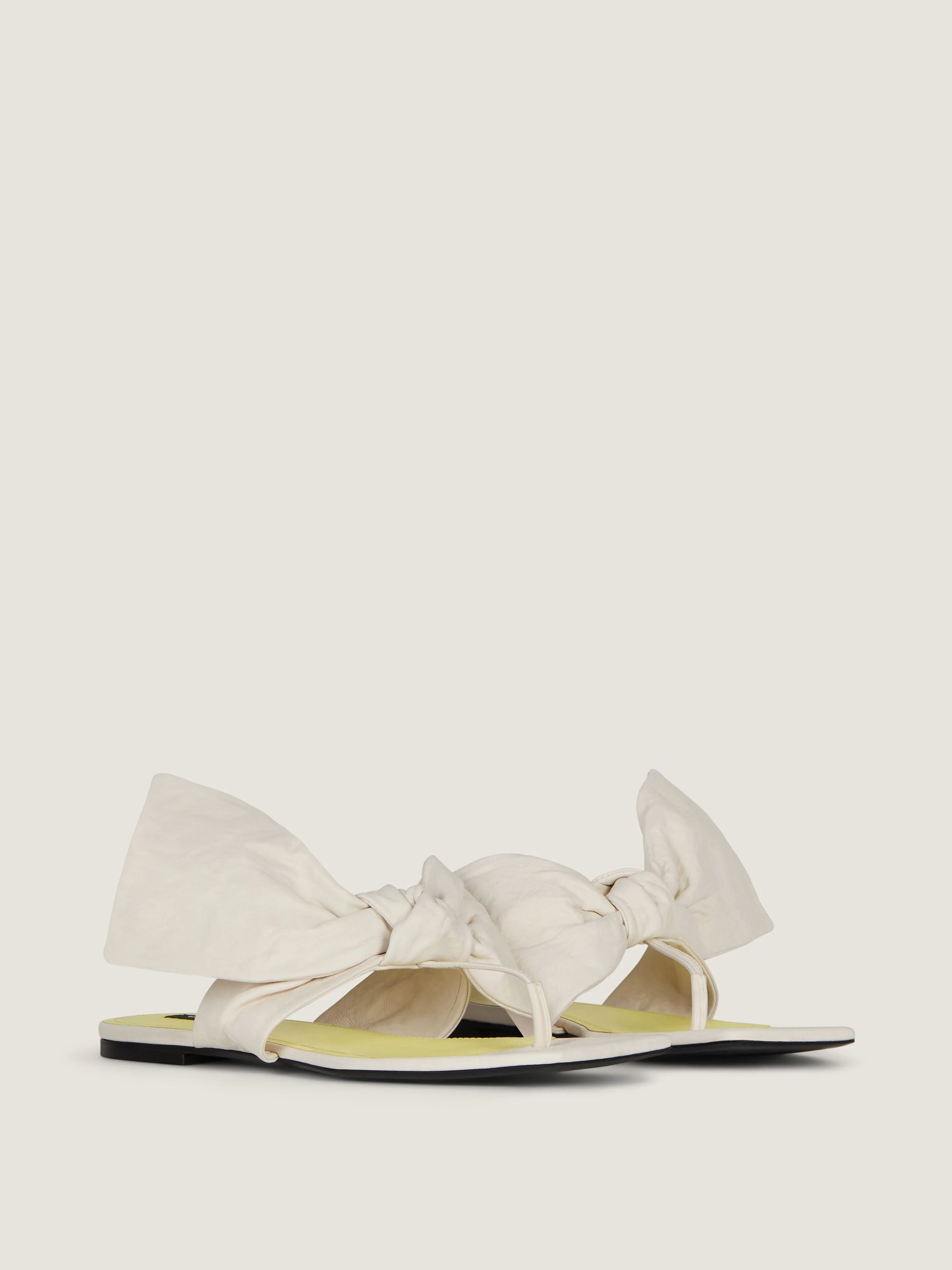 BOUDOIR THONGS IN NAPPA LEATHER WITH BOW - 1