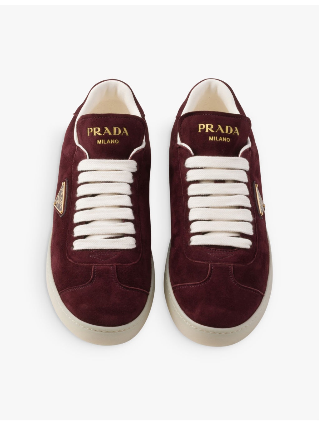 Triangle-logo suede low-top trainers - 2