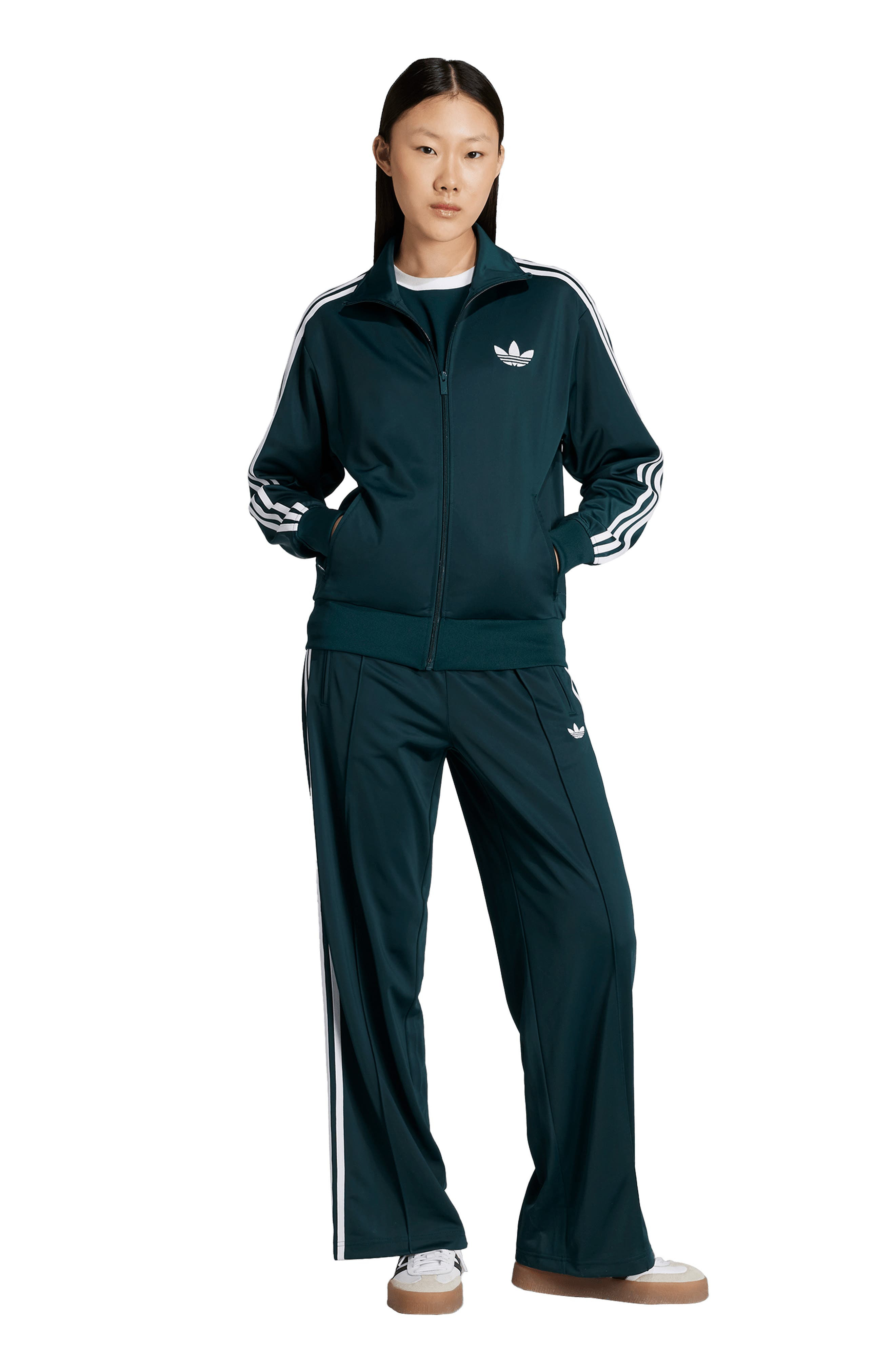 adidas Firebird Recycled Polyester Track Jacket in Aurora Ivy/White at Nordstrom - 6