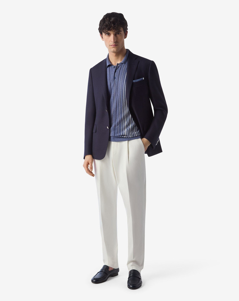 Navy blue 150's wool hopsack jacket 6