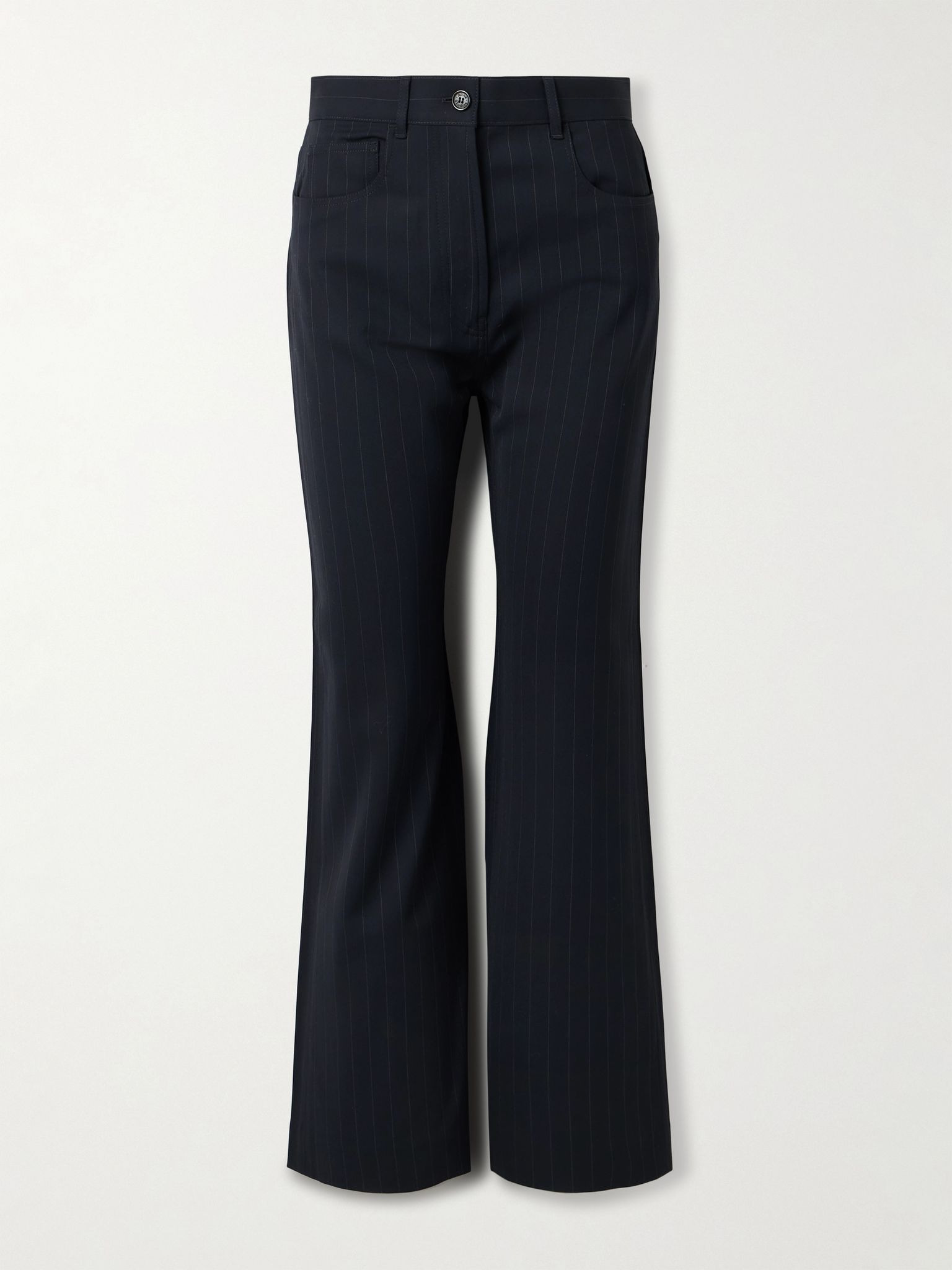 Pinstriped crepe straight-leg pants Navy - 1