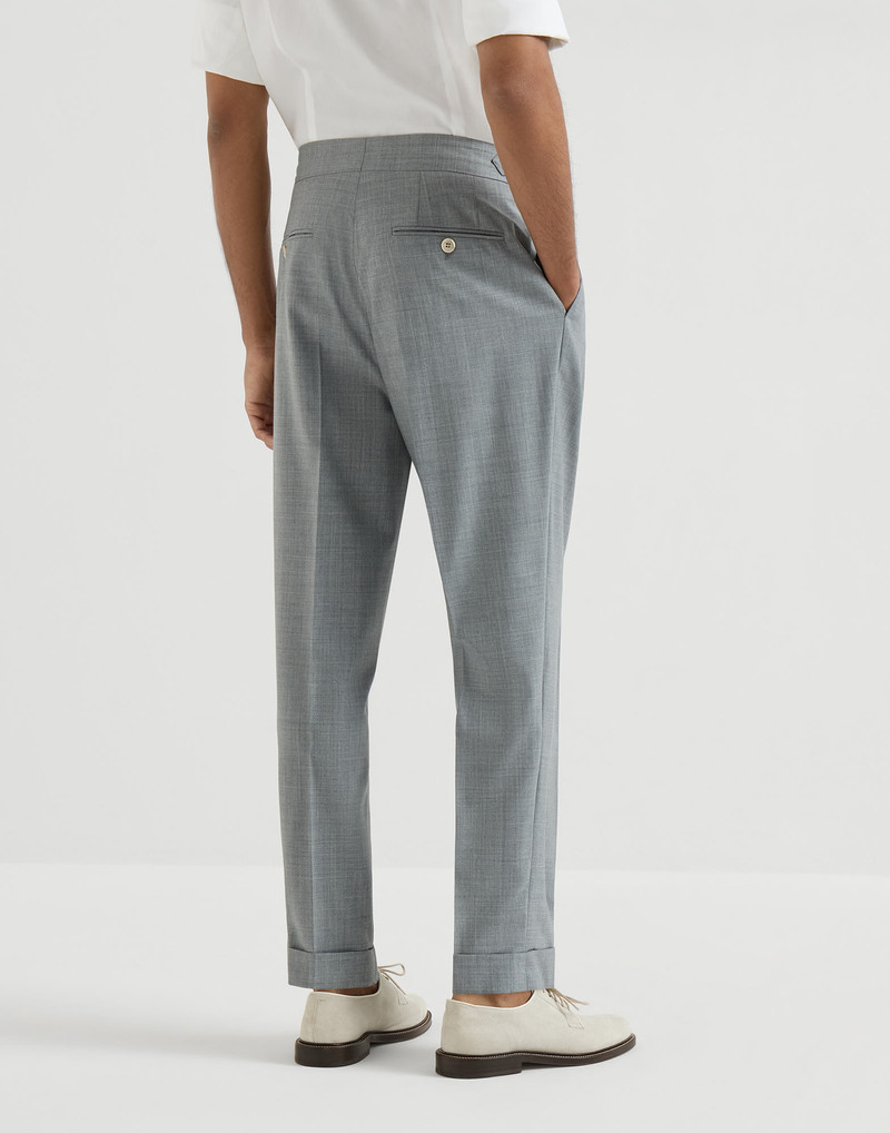 Virgin wool fresco trousers with double pleats and waist tabs 3