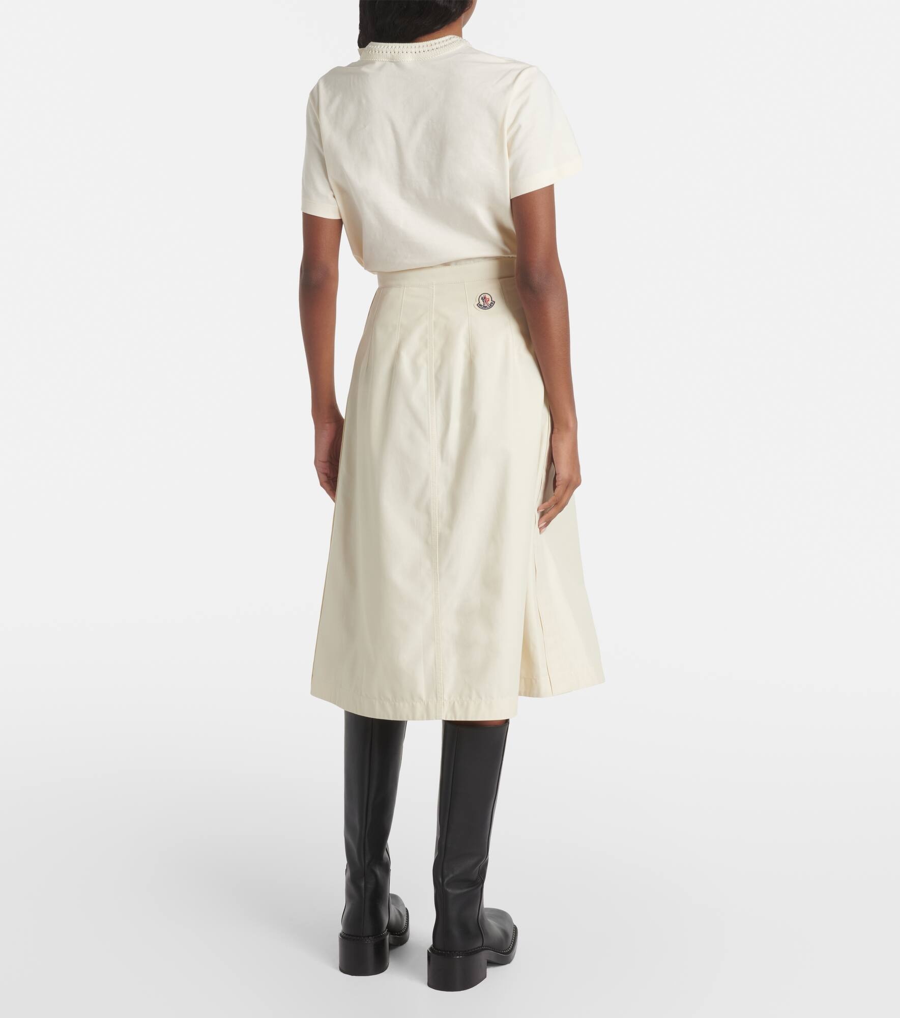 Cotton-blend twill midi skirt - 3