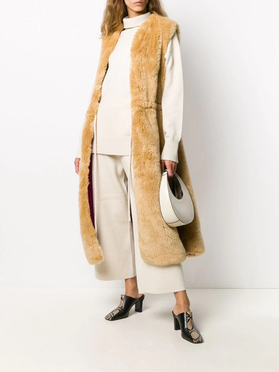 Sara Lanzi long sleeveless faux fur coat outlook