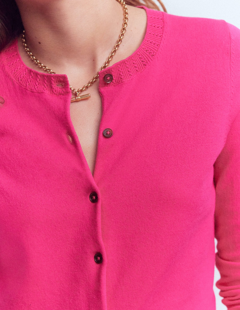 Emilia Cotton Crew Cardigan-Pink Peony 3