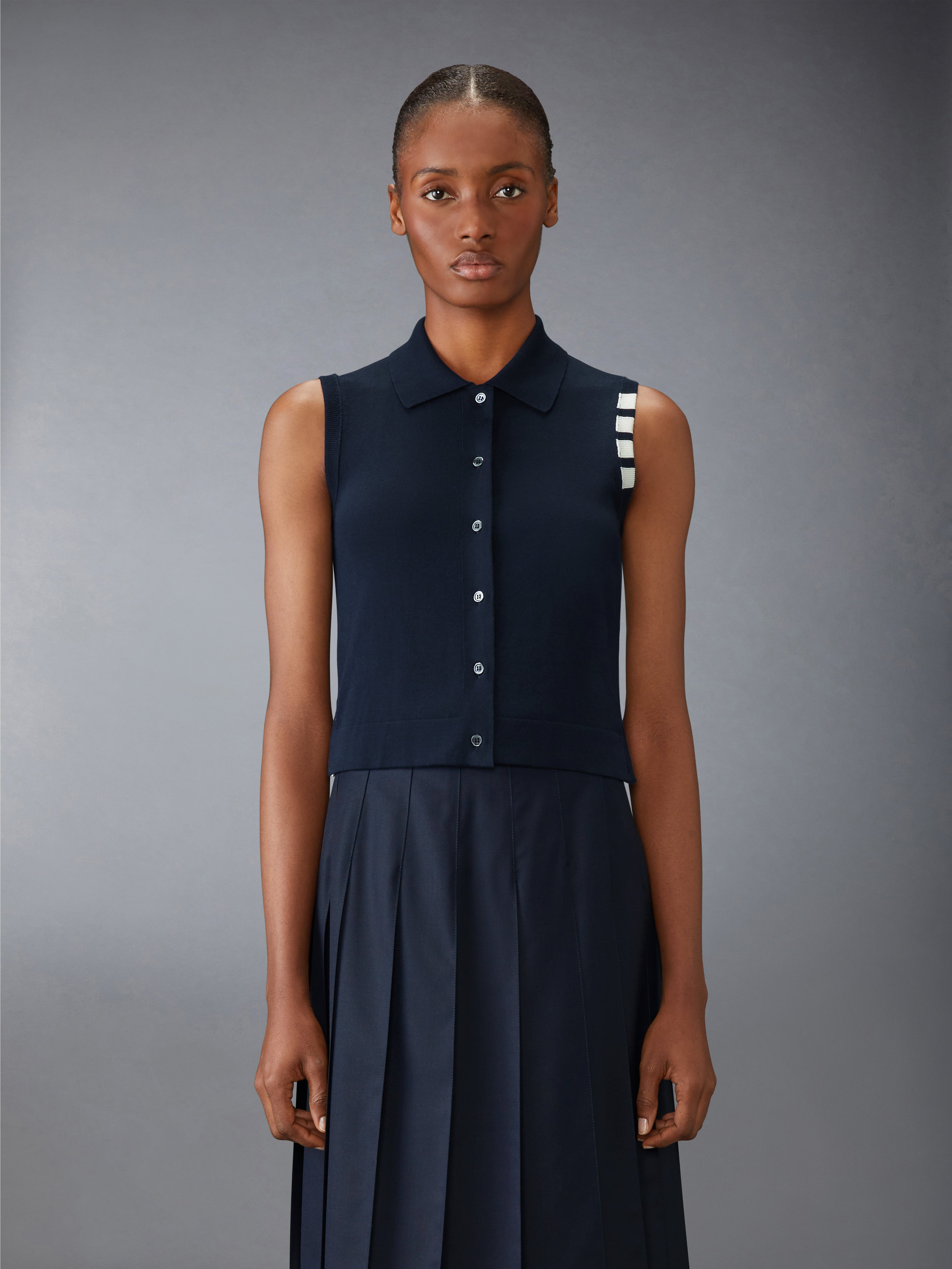 COTTON 4-BAR CROPPED SHIRT - 2