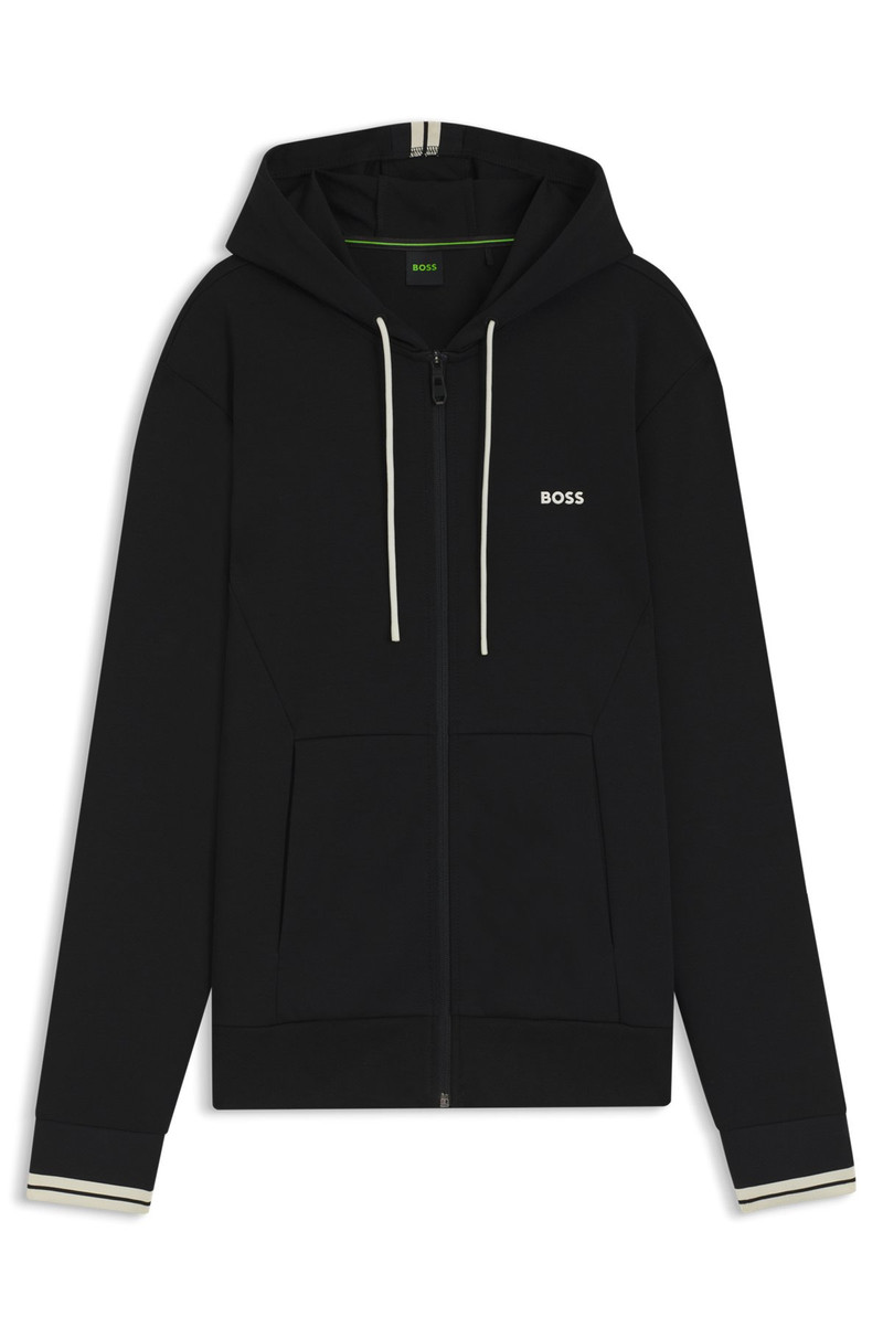 COTTON ZIP-UP HOODIE WITH STRIPE DETAILS 1