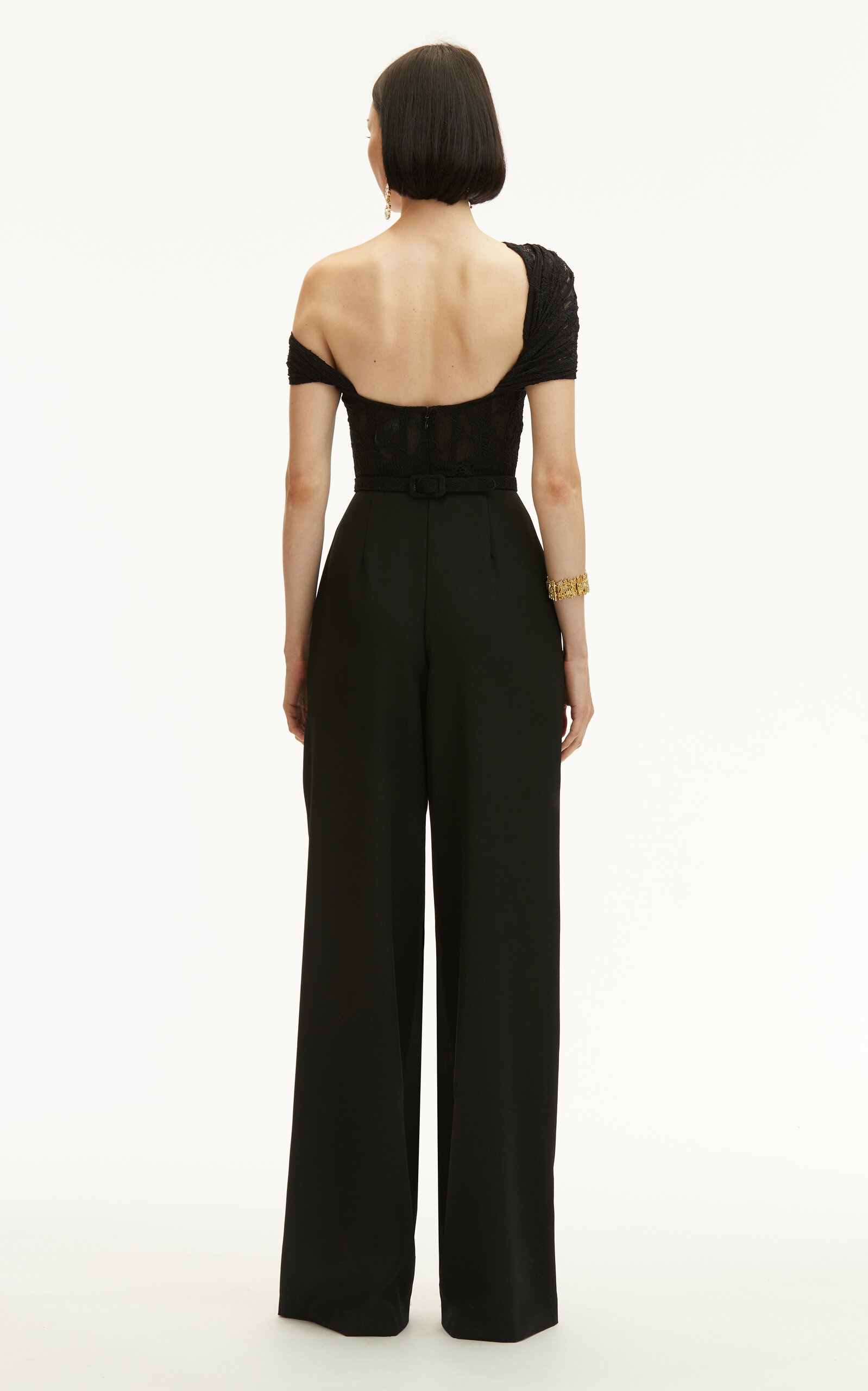 Lace-Trimmed Grain De Poudre Wool Jumpsuit black - 5
