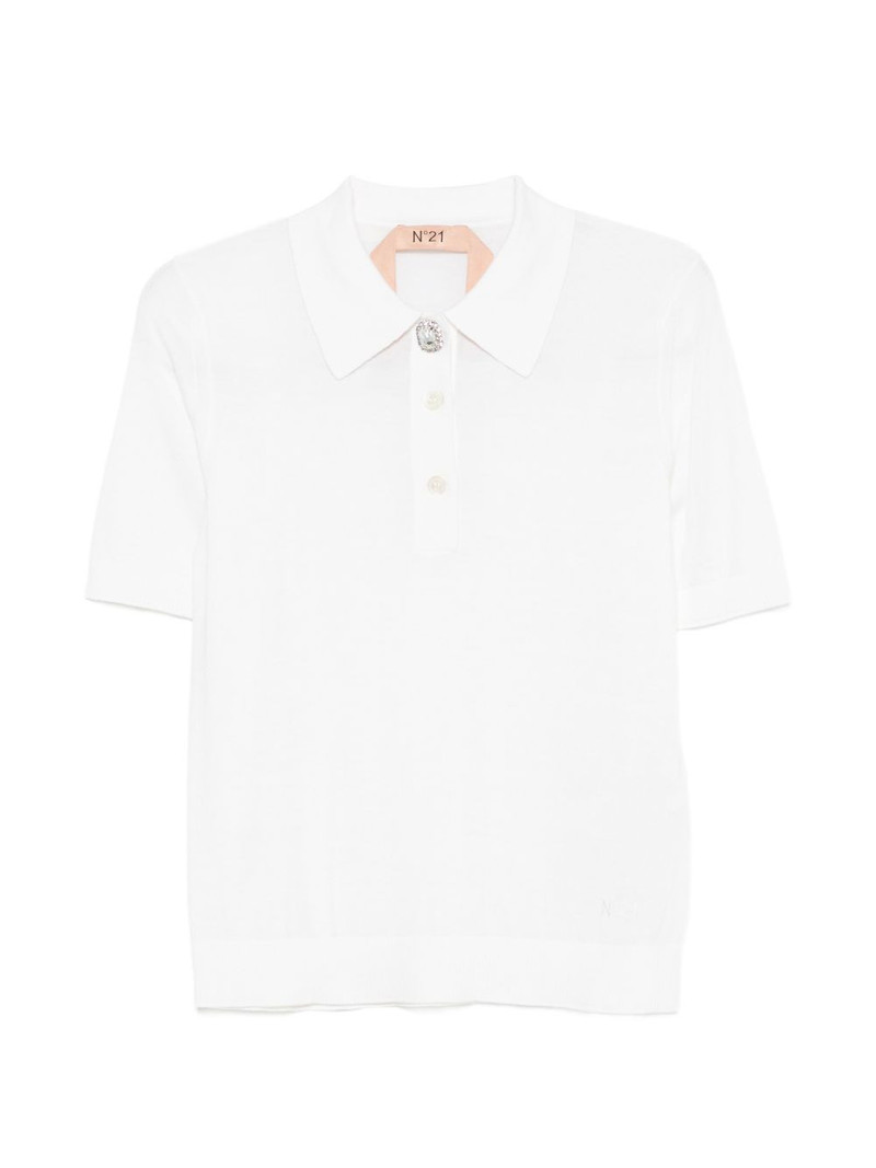 embellished-button polo top 1