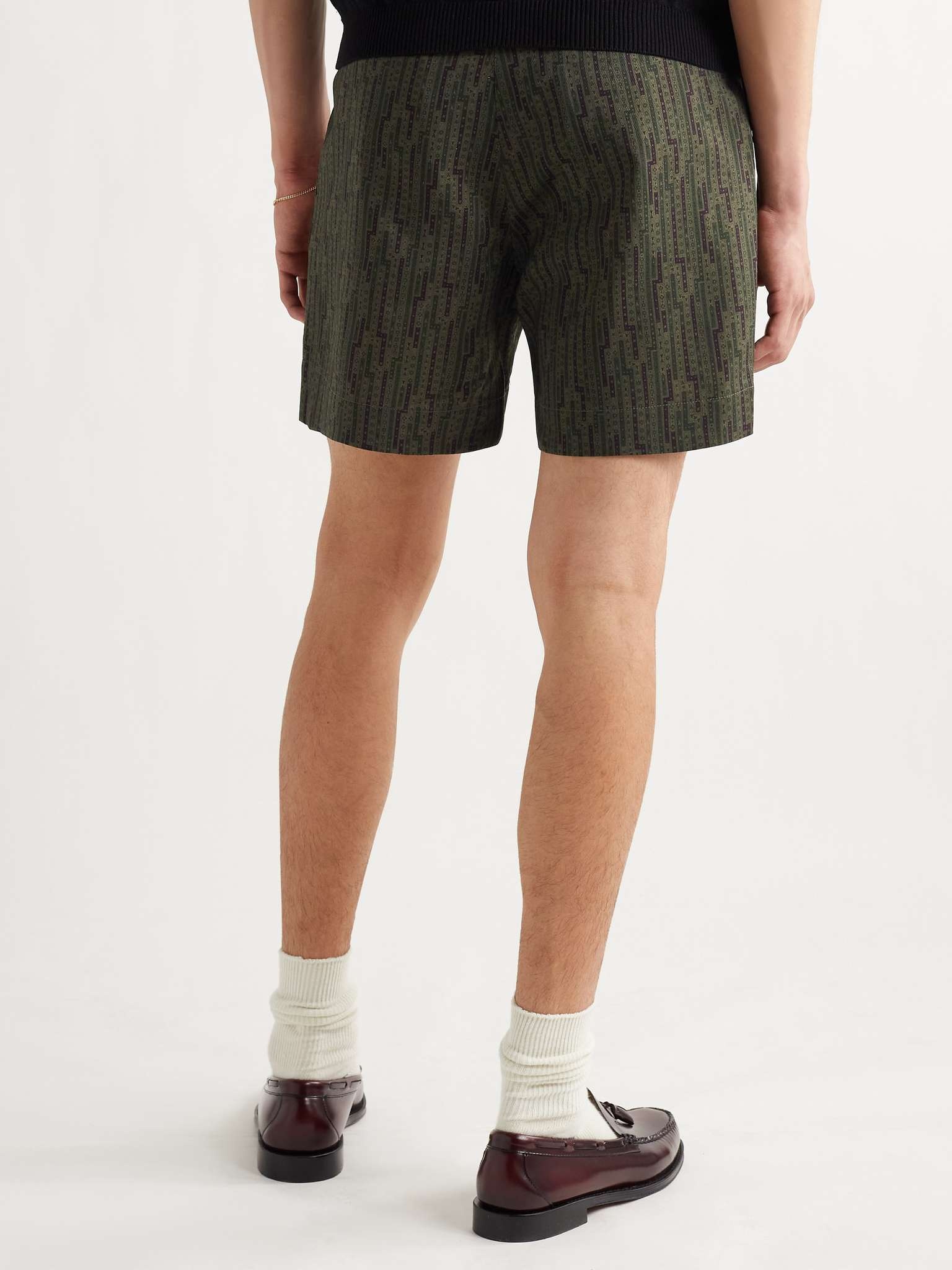 Pleated Printed Twill Shorts - 4