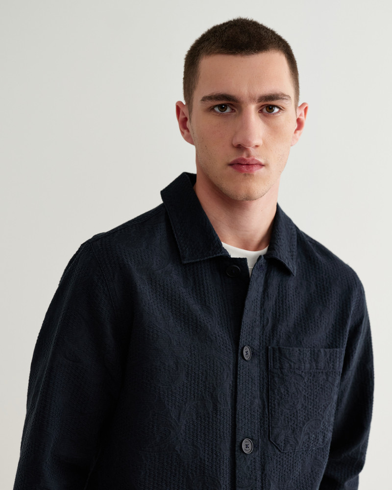 Rockley - Navy Honeycomb Jacquard Overshirt 4