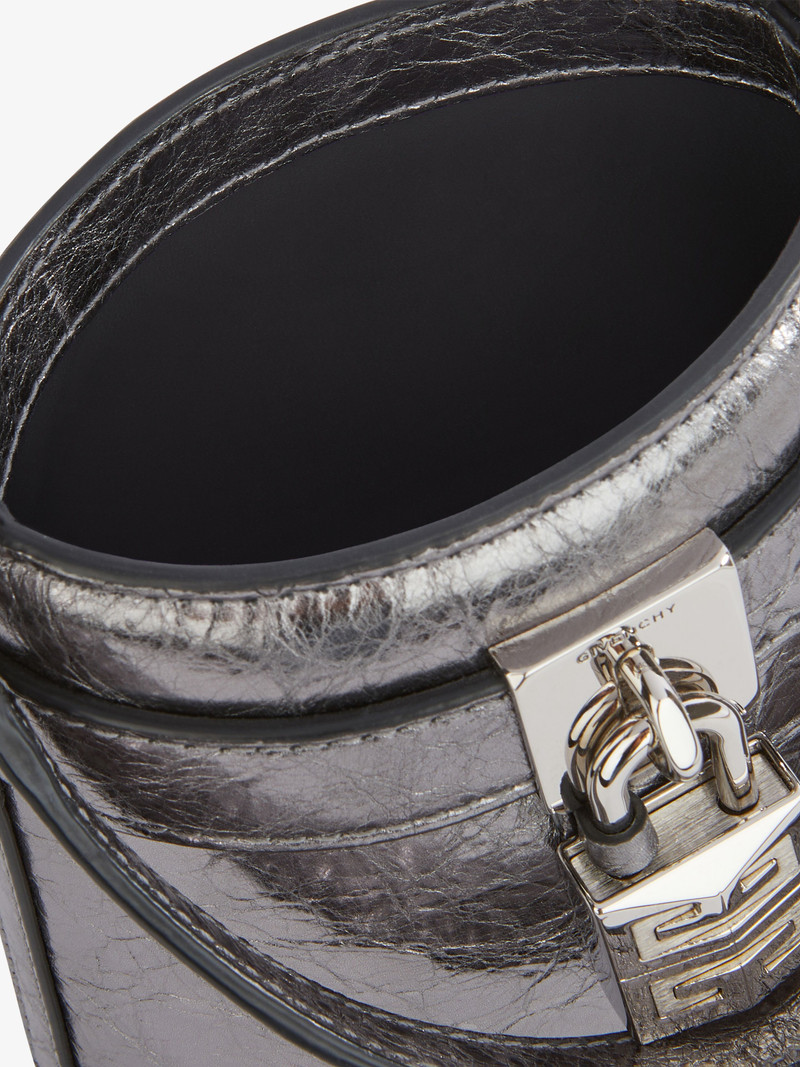 MICRO SHARK LOCK BUCKET BAG IN LAMINATED LEATHER 5