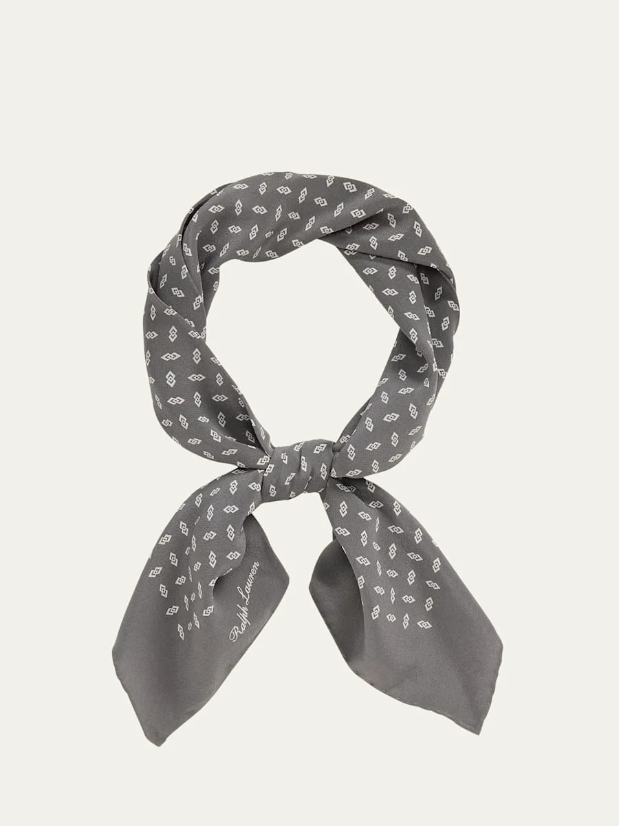 Men's Cashmere and Silk Geometric Neckerchief - 1