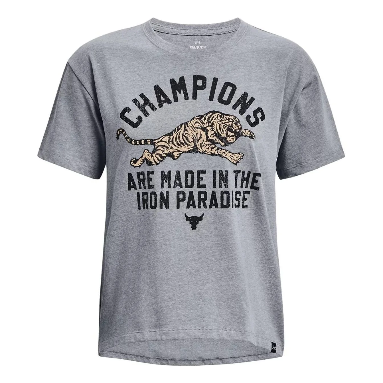 (WMNS) Under Armour Project Rock Iron Heavyweight T-shirt 'Grey' 1376918-035 - 1