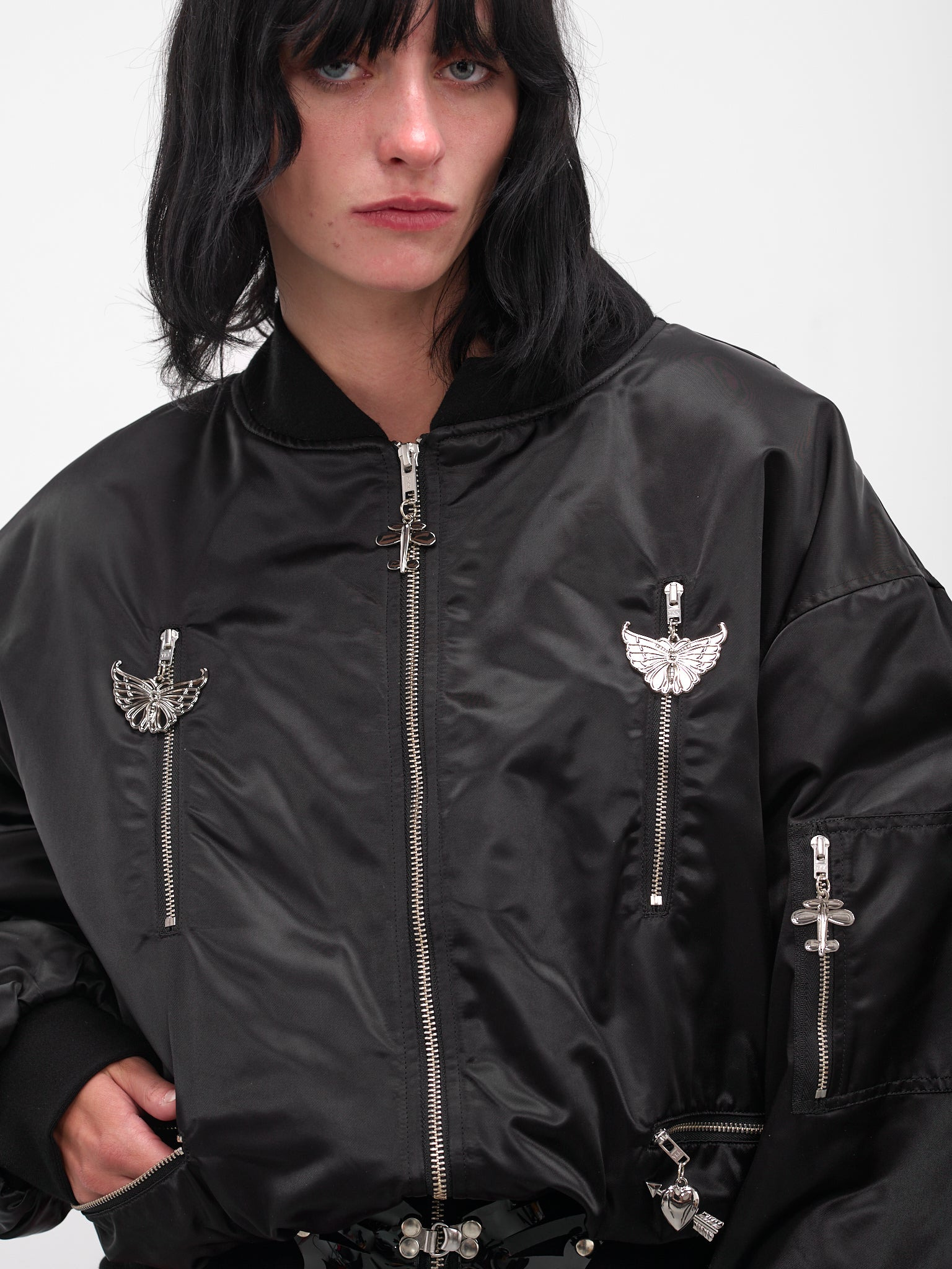Black Glide Zip Bomber Jacket - 4