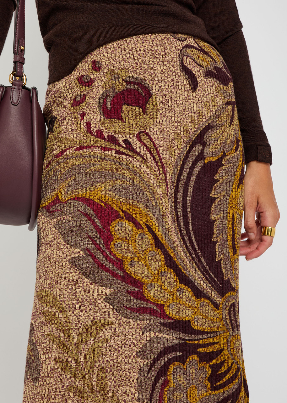 Etro Floral-intarsia Ribbed Wool Midi Skirt - 5