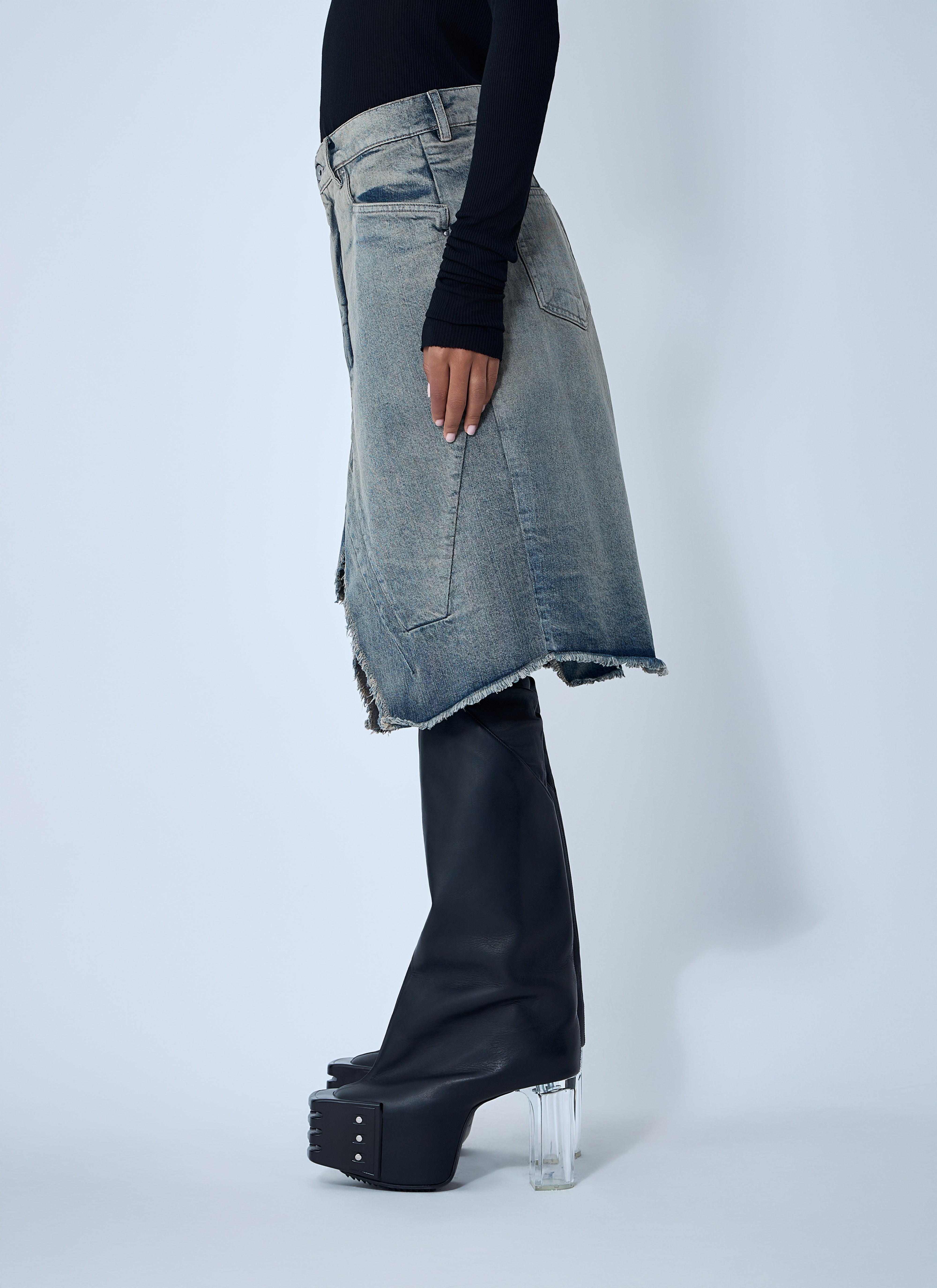 Rick Owens Women Slivered Denim Skirt - 3