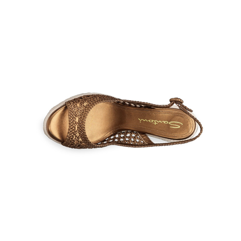 Women's gold leather wedge 4