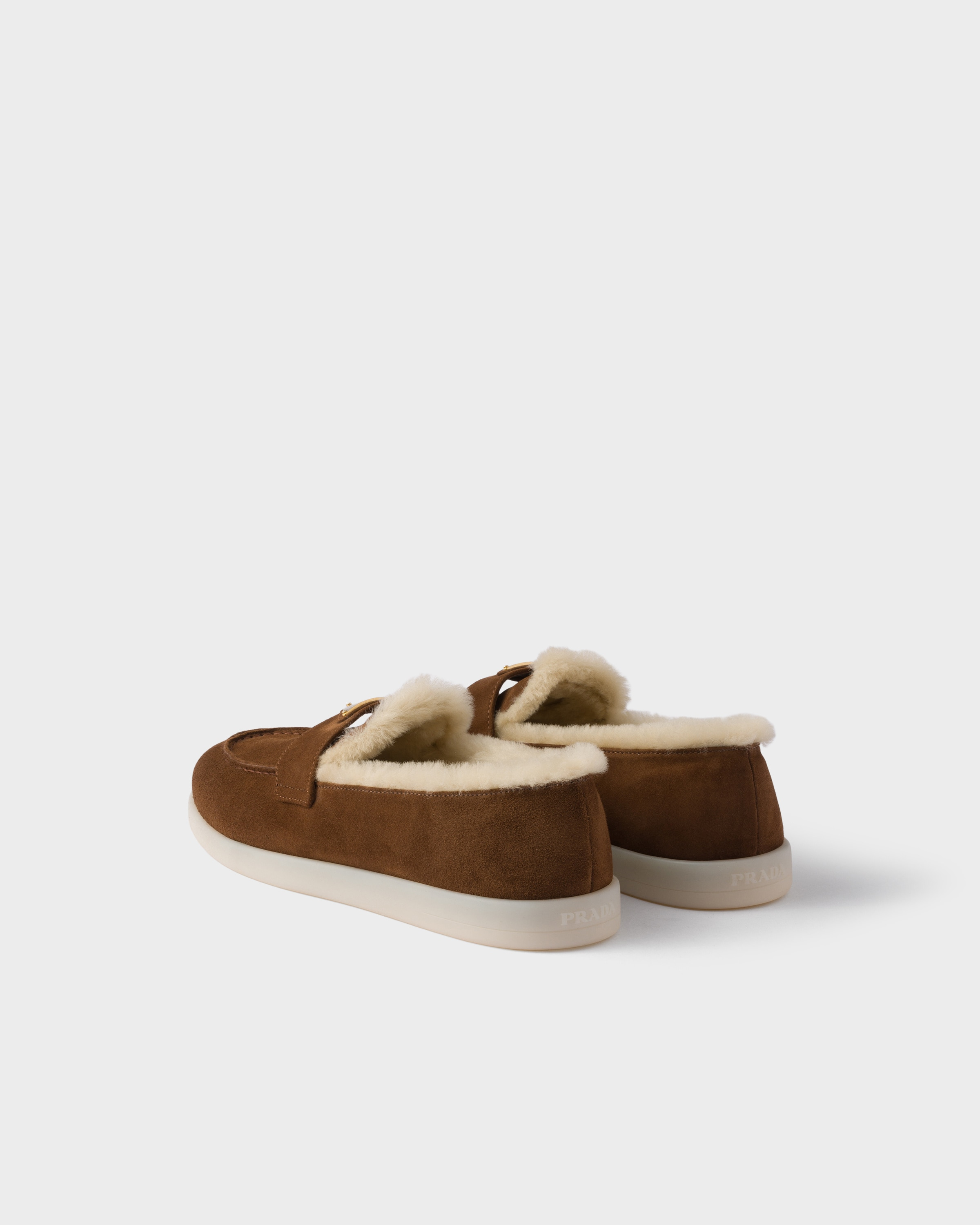 Suede and shearling loafers - 4