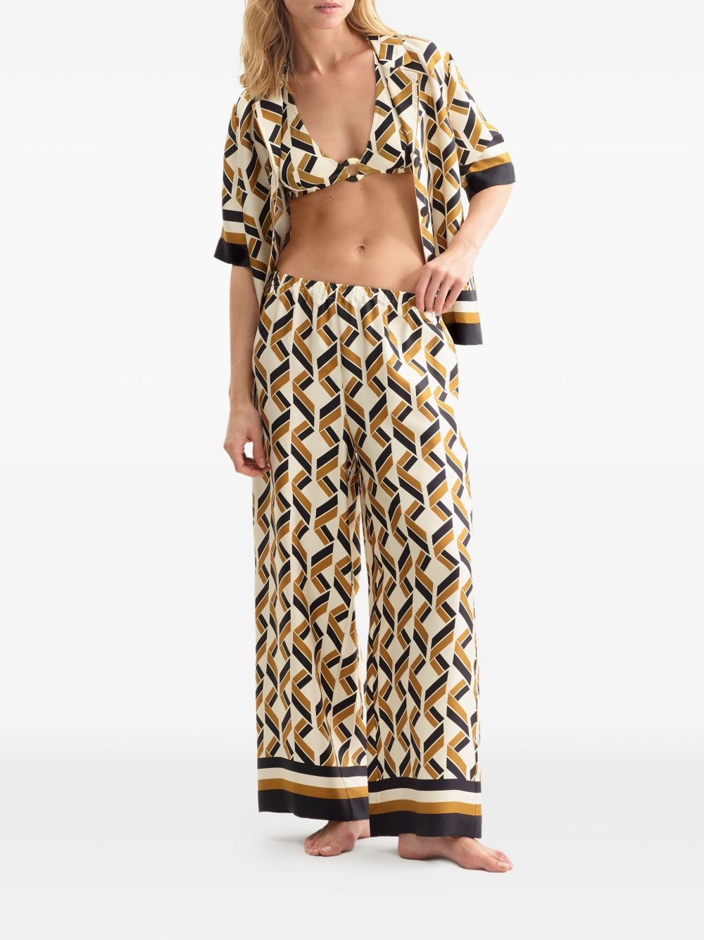 Tube geometric-print wide-leg trousers - 2