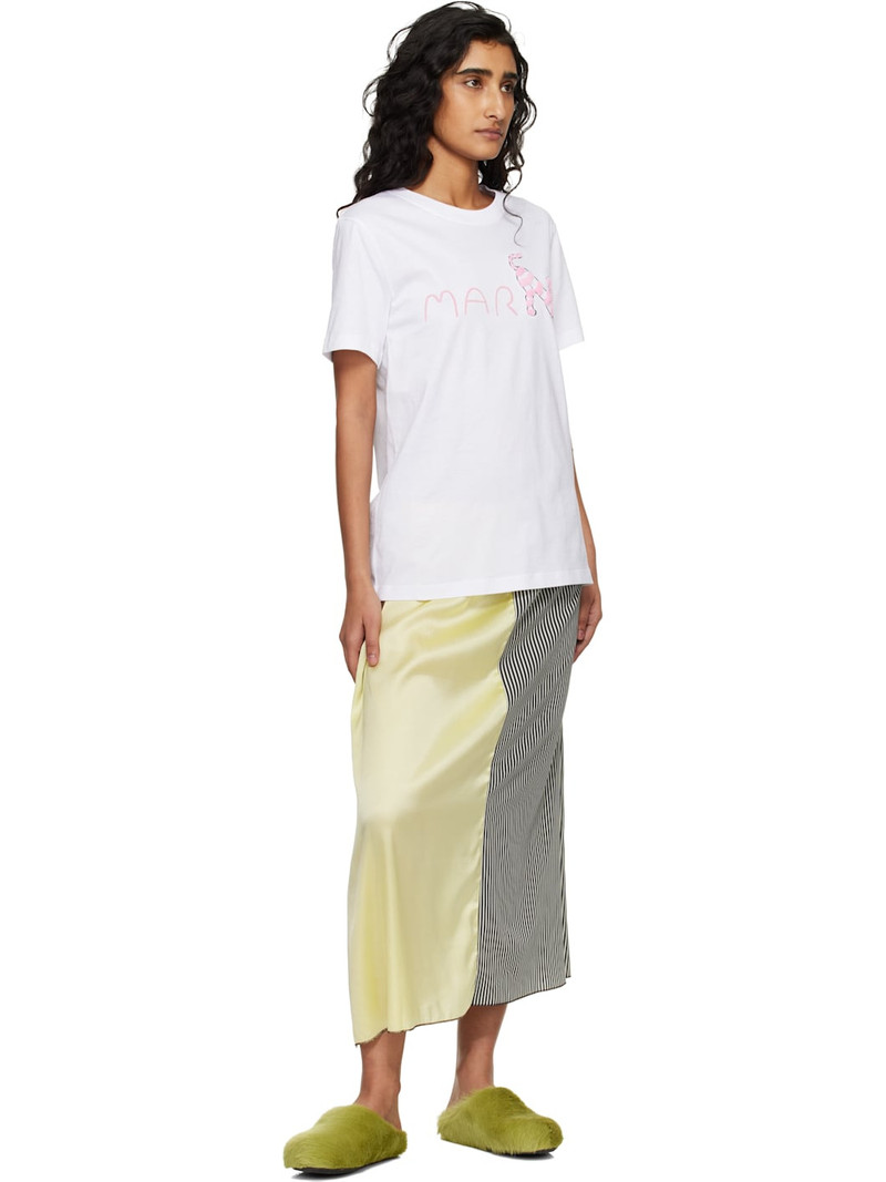 Marni White Marni Logo Flock Fluffy Cat Jersey T-shirt outlook