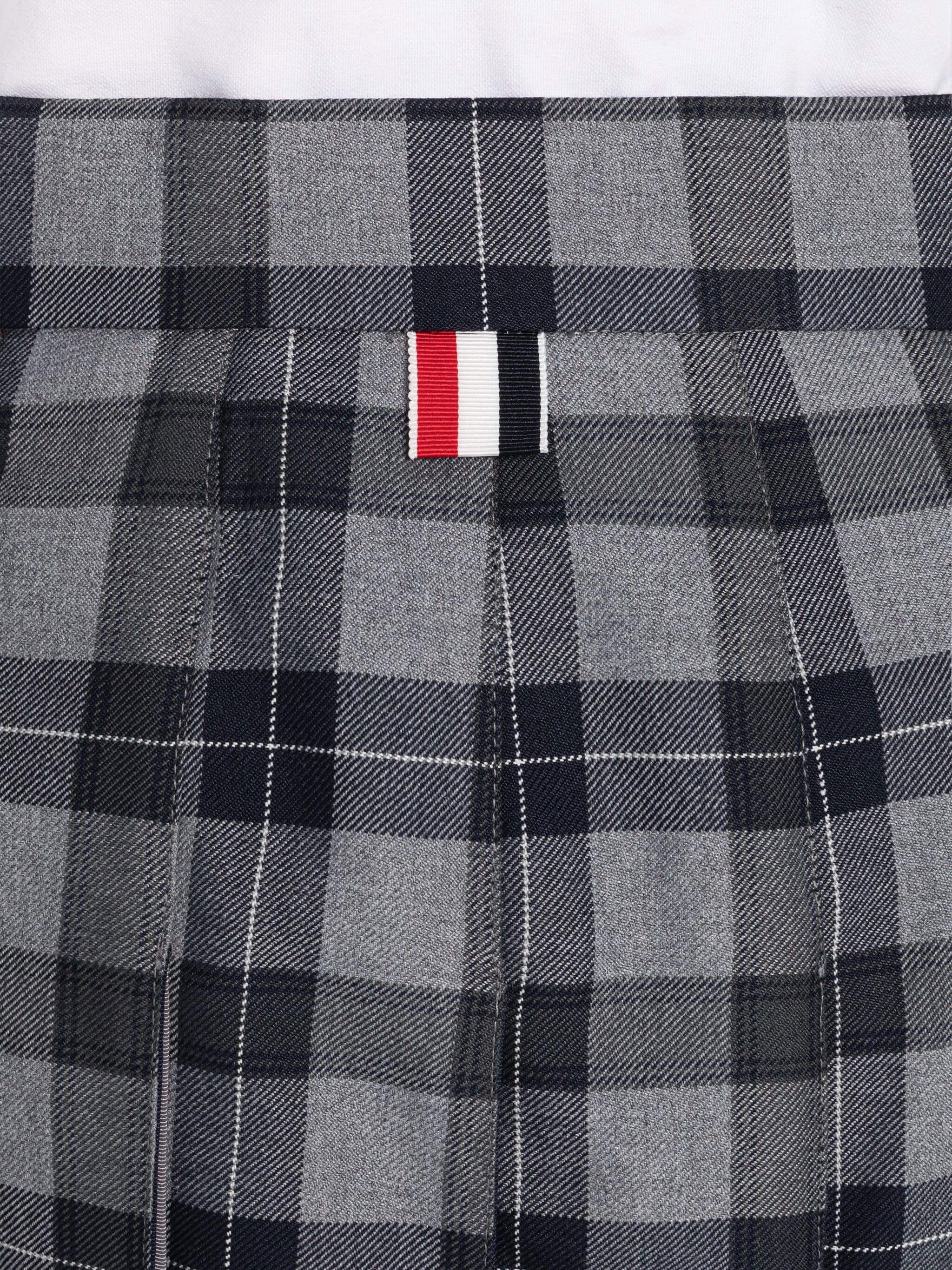 Tartan Silk Insert Double Breasted Pleated Skirt - 6