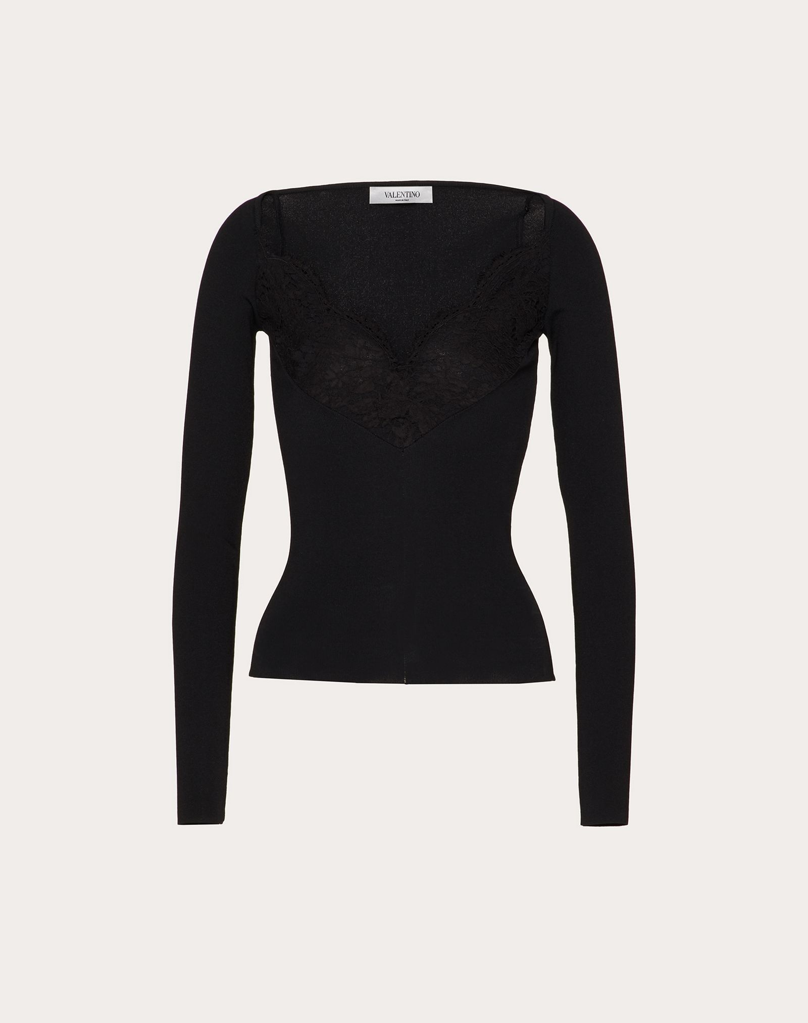 Stretch Viscose and Heavy Lace Sweater - 1