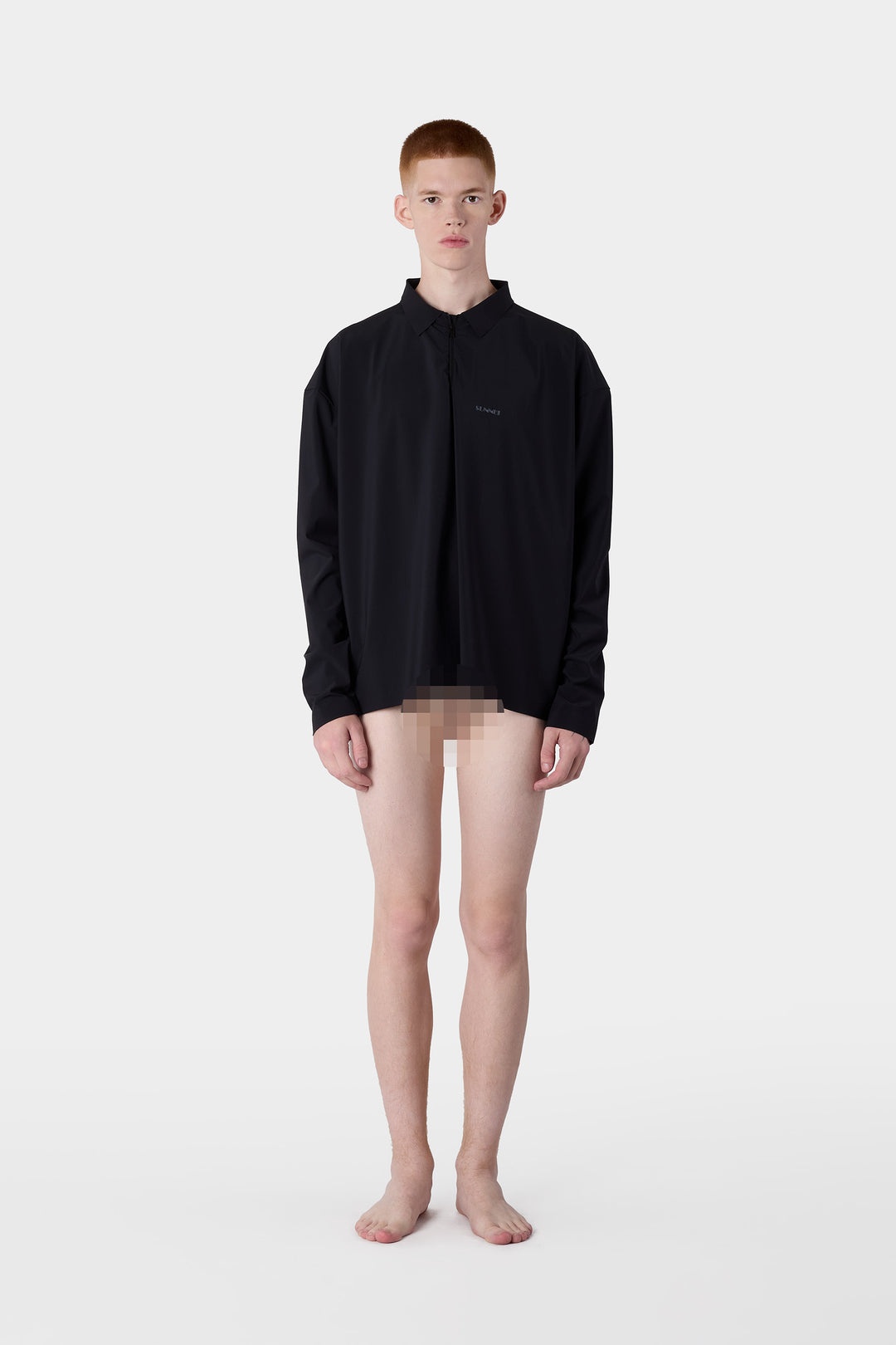 ZIPPED LONGSLEEVE POLO / black - 4