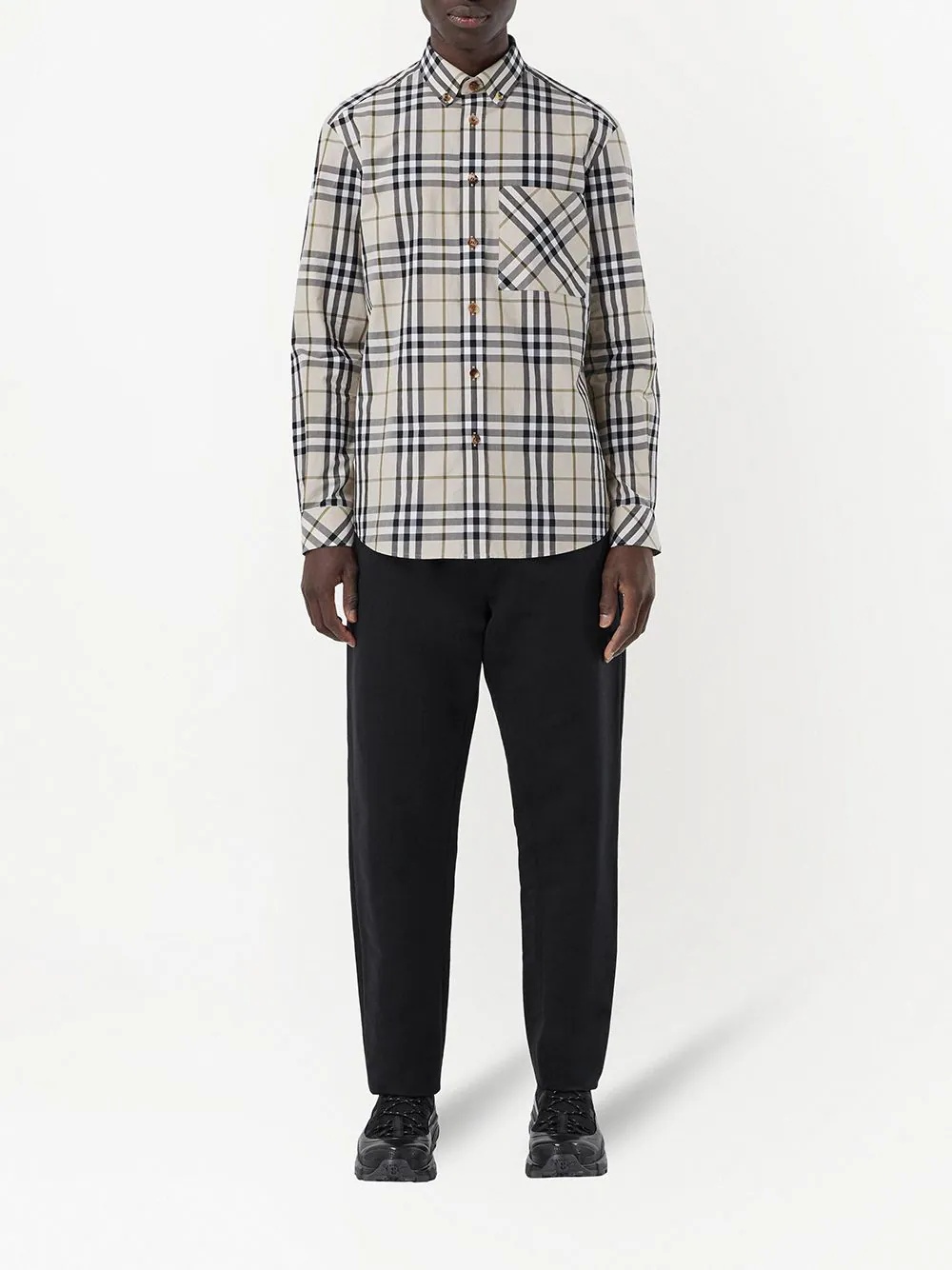 button-down signature check shirt - 3