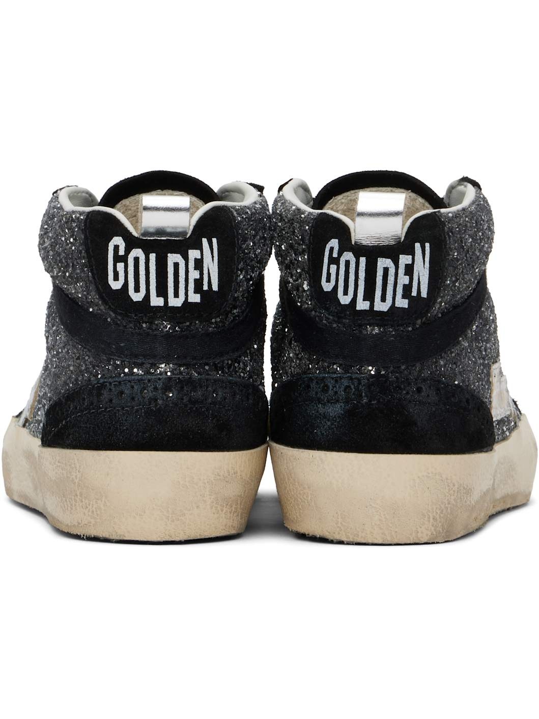 Black & Silver Mid Star Sneakers - 2